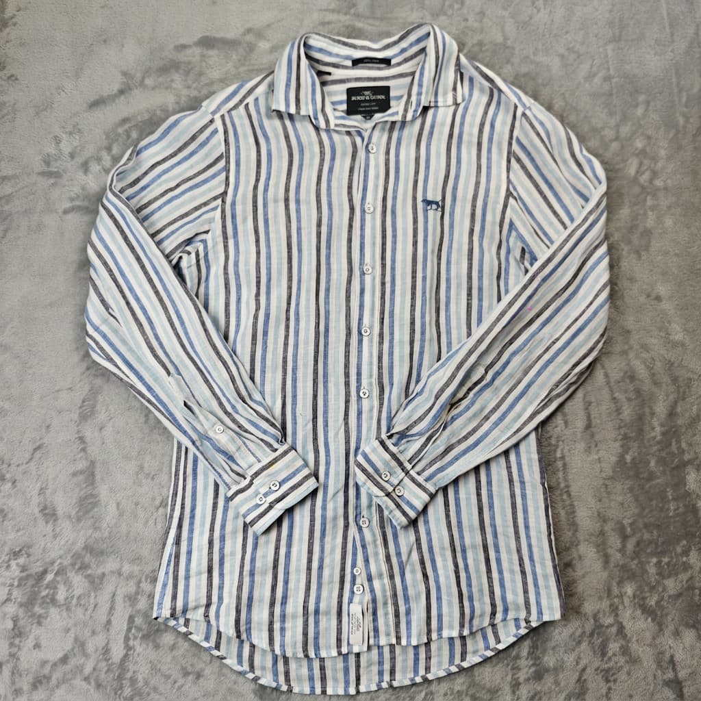 Rodd & Gunn Long Sleeve Linen Striped Shirt Men's Size XS White — photo 1 of 8