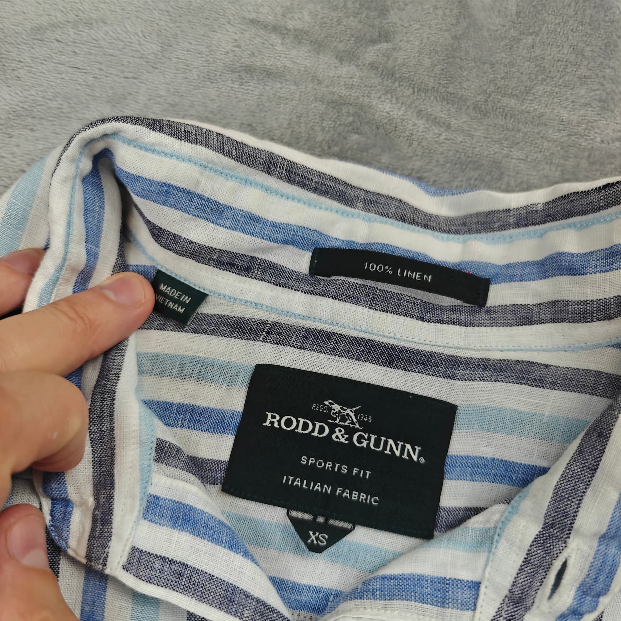Rodd & Gunn Long Sleeve Linen Striped Shirt Men's Size XS White — photo 2 of 8