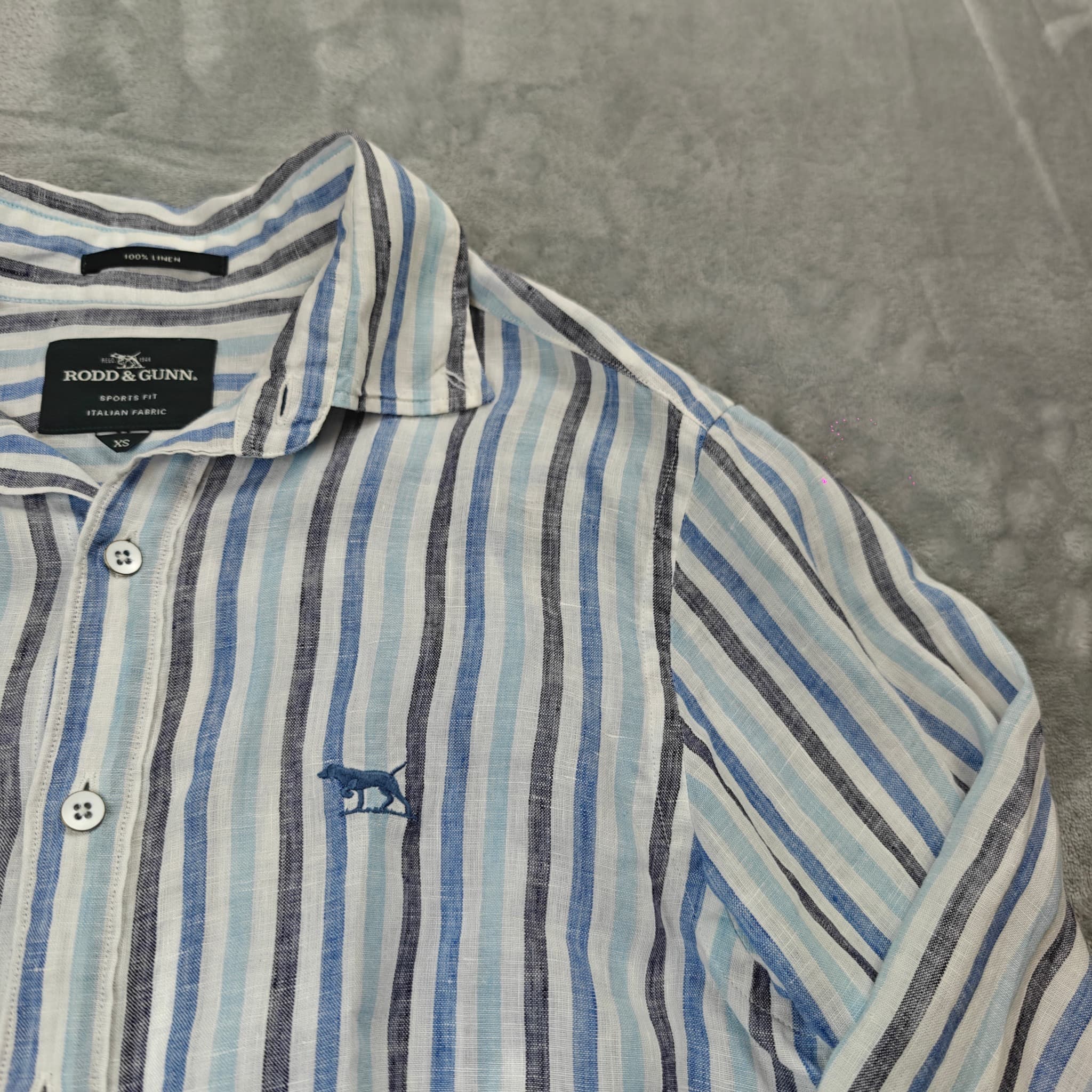 Rodd & Gunn Long Sleeve Linen Striped Shirt Men's Size XS White — photo 3 of 8