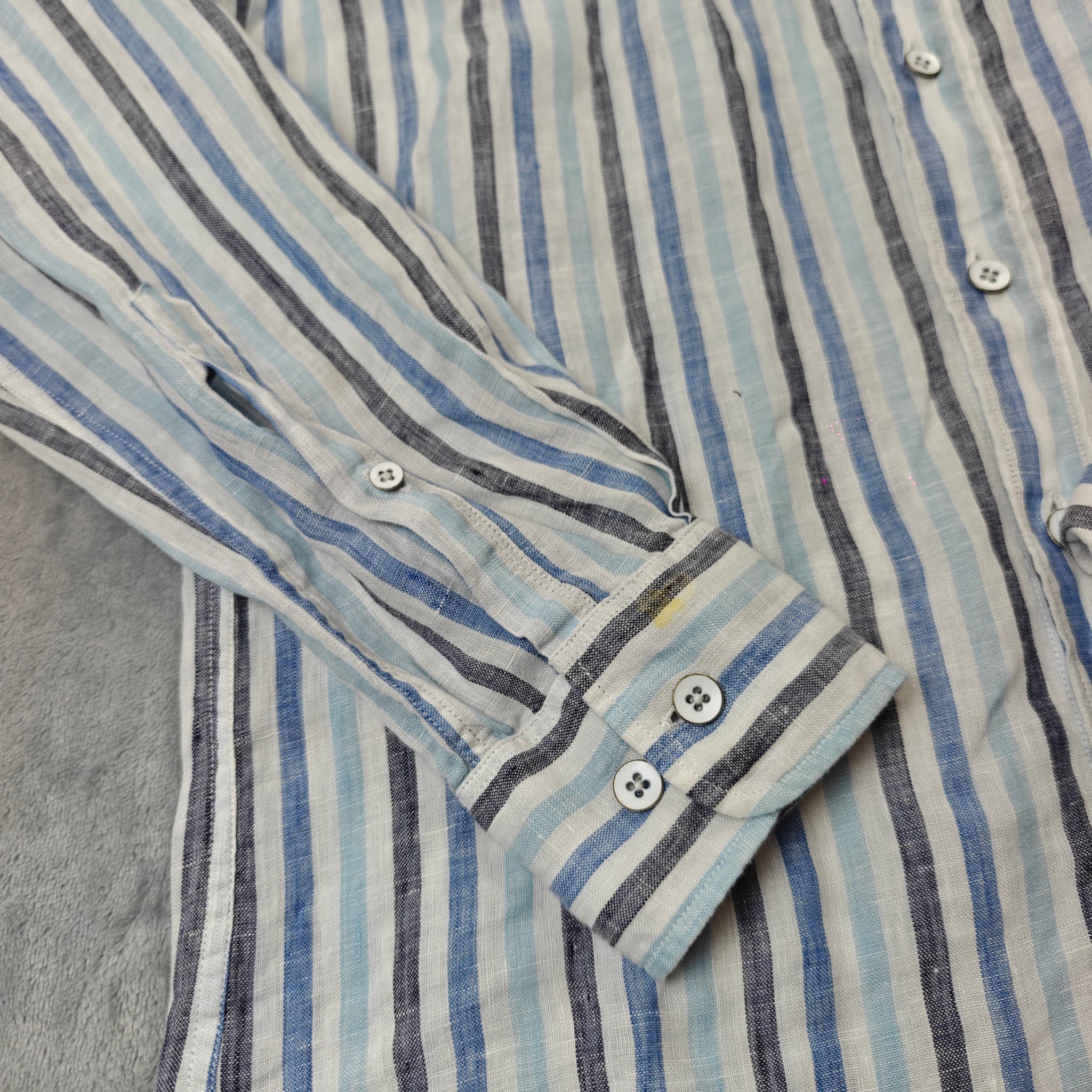 Rodd & Gunn Long Sleeve Linen Striped Shirt Men's Size XS White — photo 4 of 8