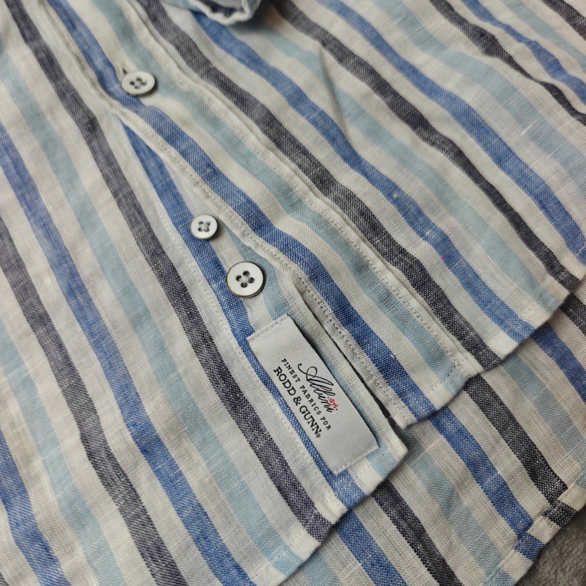 Rodd & Gunn Long Sleeve Linen Striped Shirt Men's Size XS White — photo 5 of 8