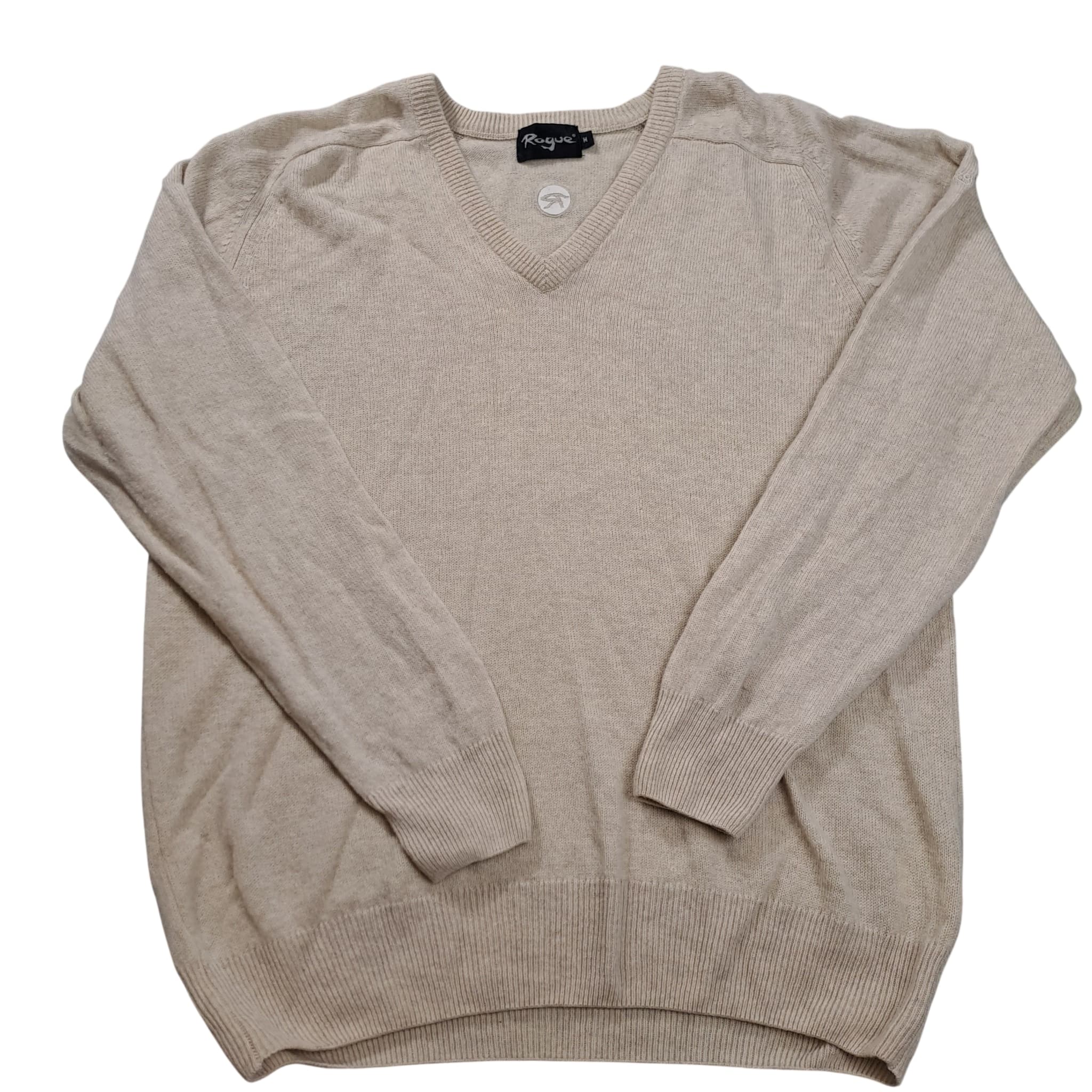 Rogue V-Neck Knit Sweater Men's Size M Beige Pullover — photo 1 of 9