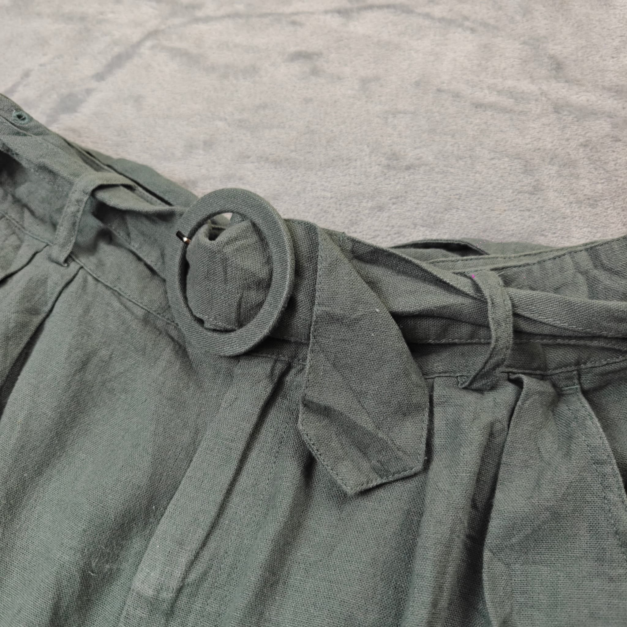 SABA Women's Linen Blend Belted Shorts - Olive Green Size 8 — photo 2 of 7