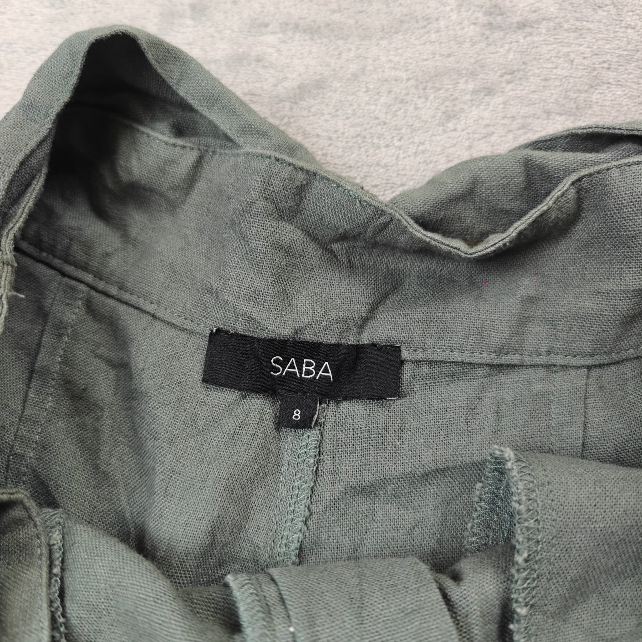 SABA Women's Linen Blend Belted Shorts - Olive Green Size 8 — photo 3 of 7