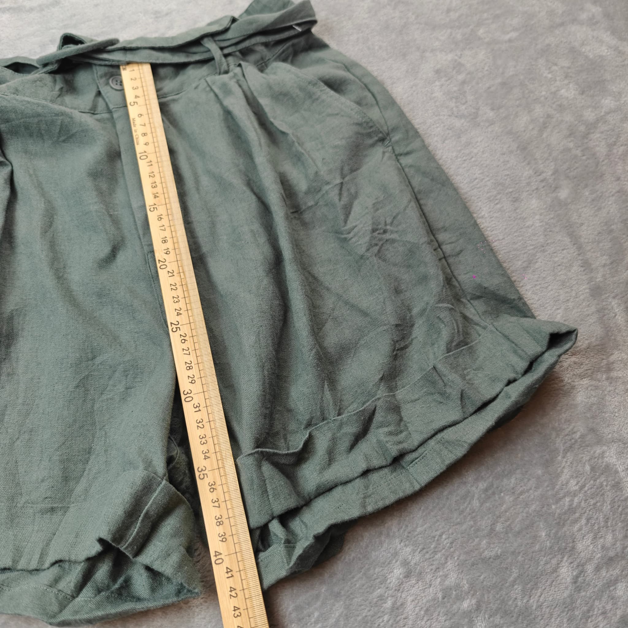 SABA Women's Linen Blend Belted Shorts - Olive Green Size 8 — photo 4 of 7