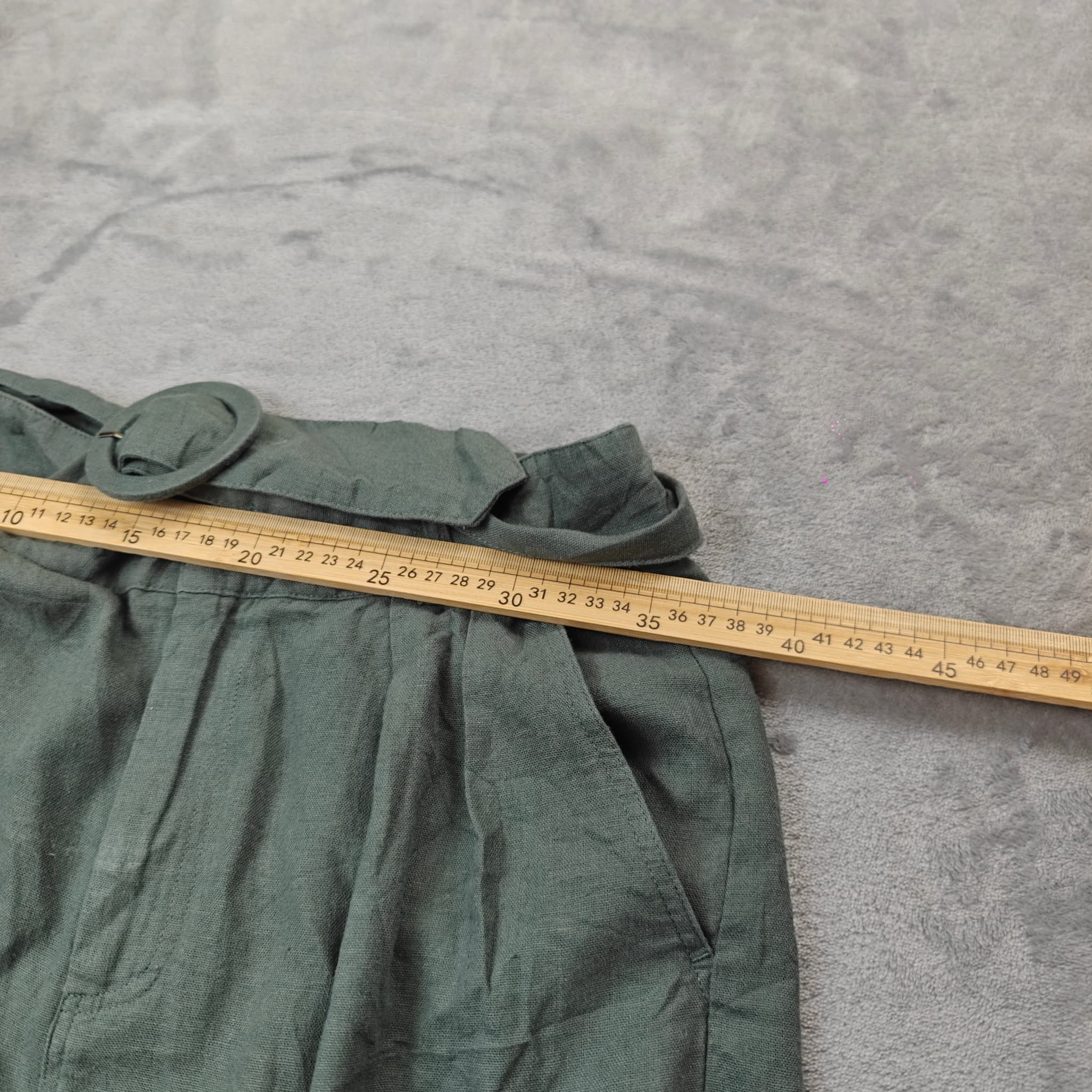 SABA Women's Linen Blend Belted Shorts - Olive Green Size 8 — photo 5 of 7