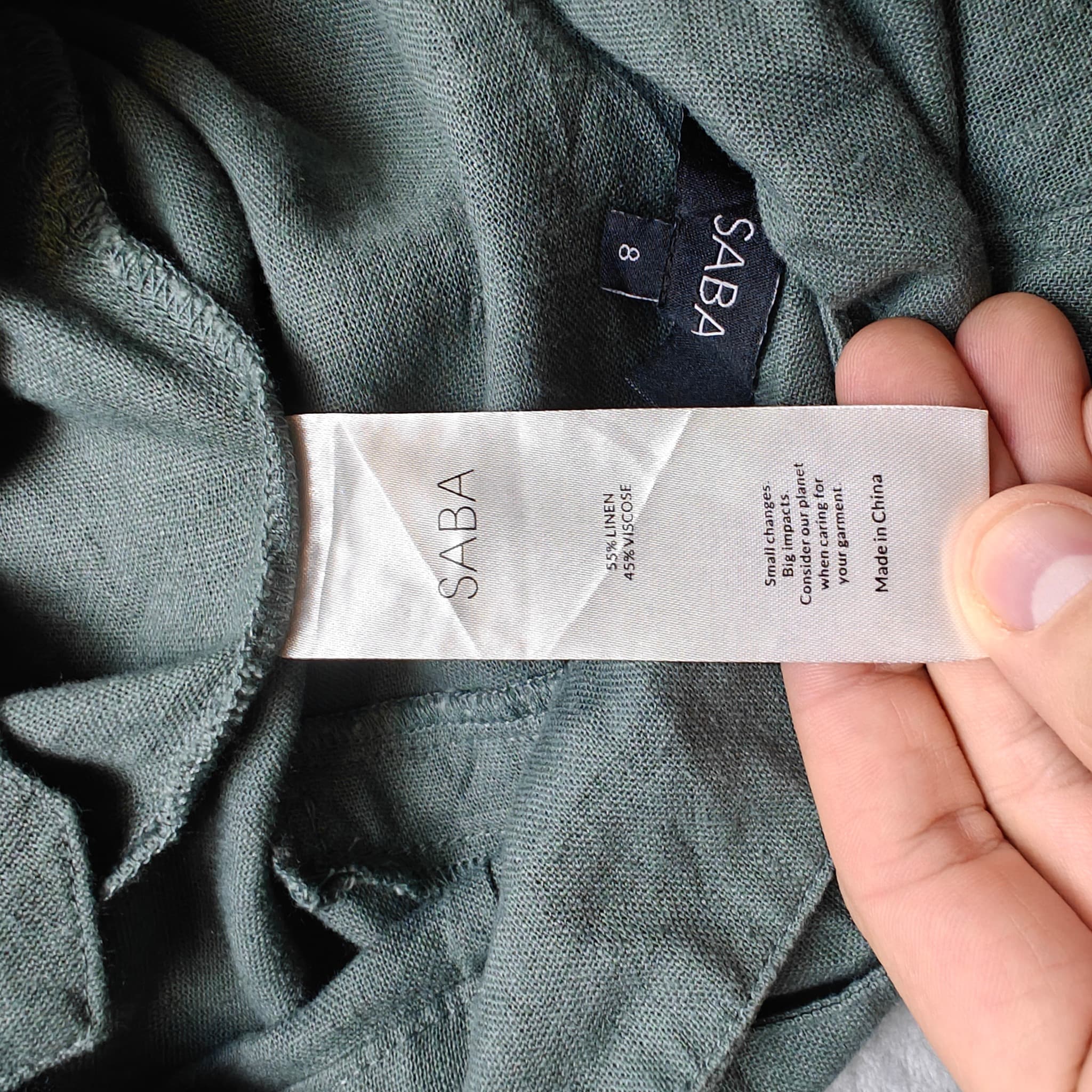 SABA Women's Linen Blend Belted Shorts - Olive Green Size 8 — photo 7 of 7