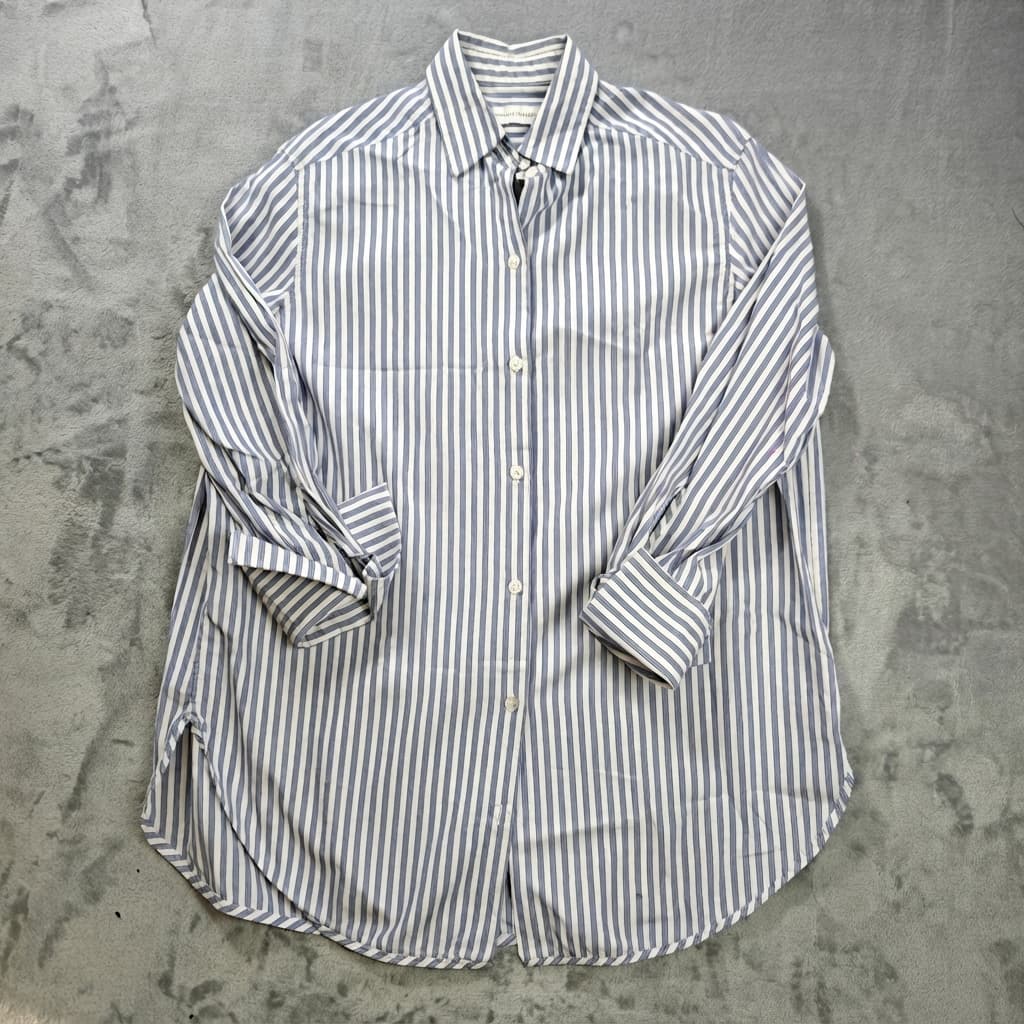 Scanlan Theodore Women's Blue & White Striped Button-Down Shirt Size 6 — photo 1 of 8