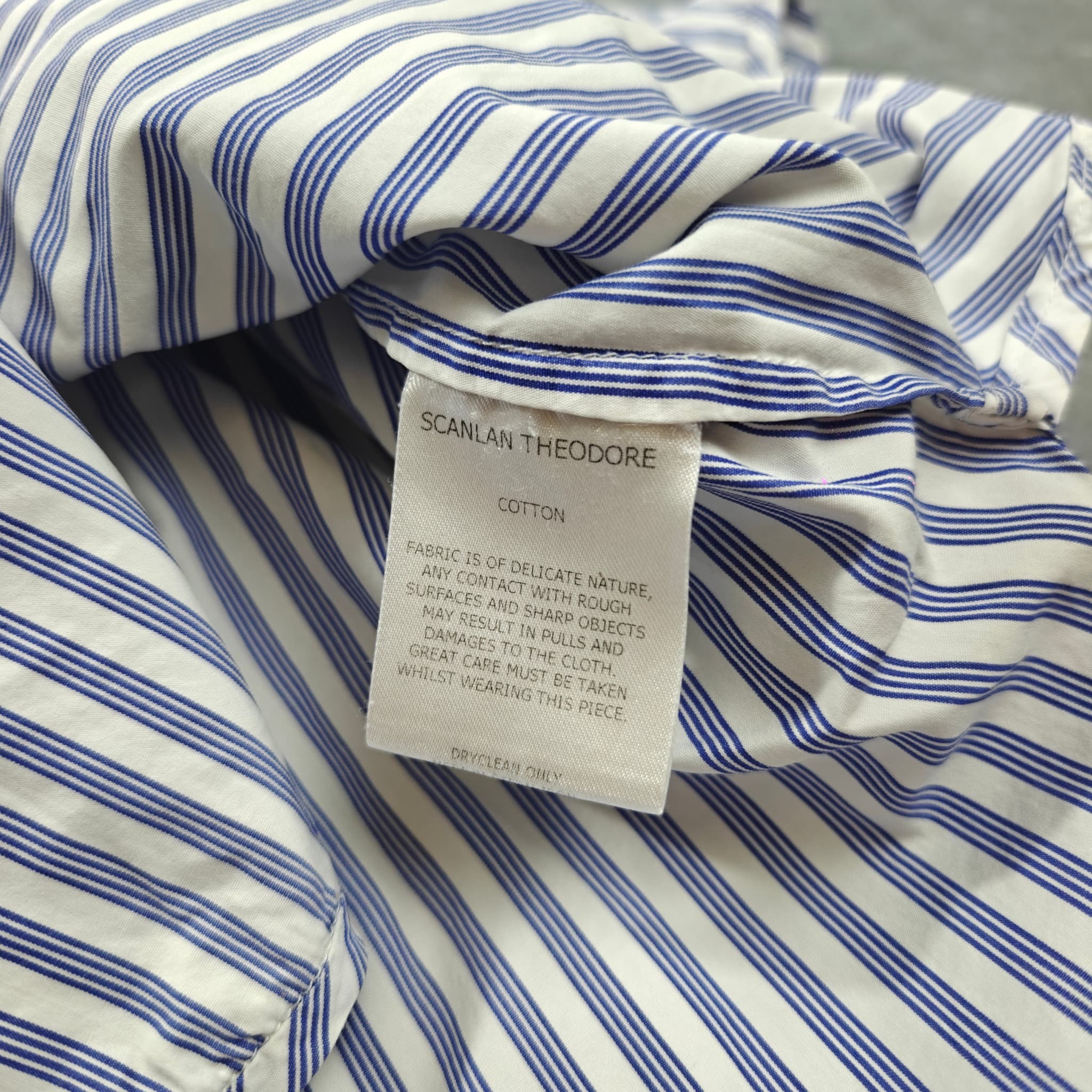 Scanlan Theodore Women's Blue & White Striped Button-Down Shirt Size 6 — photo 5 of 8