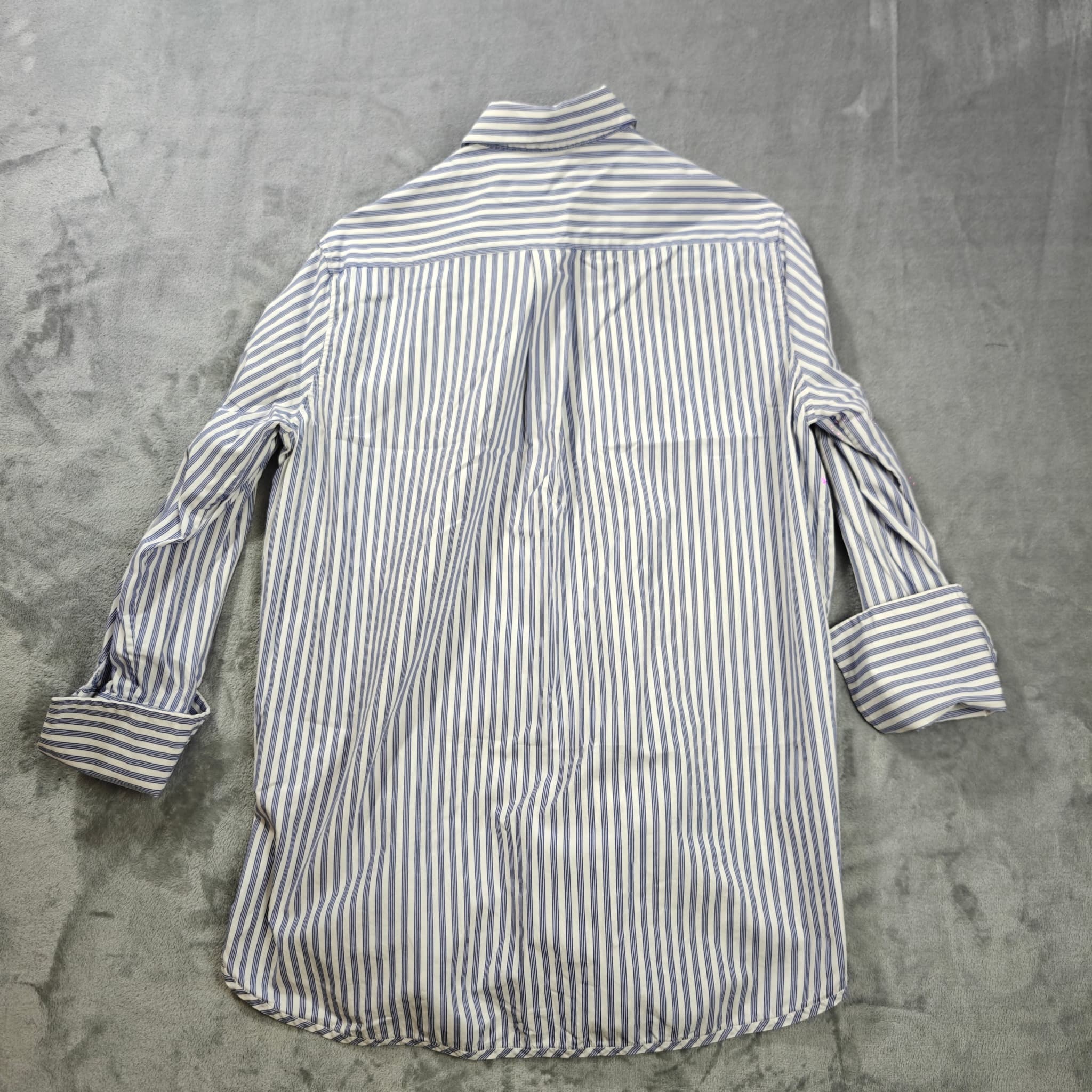Scanlan Theodore Women's Blue & White Striped Button-Down Shirt Size 6 — photo 7 of 8