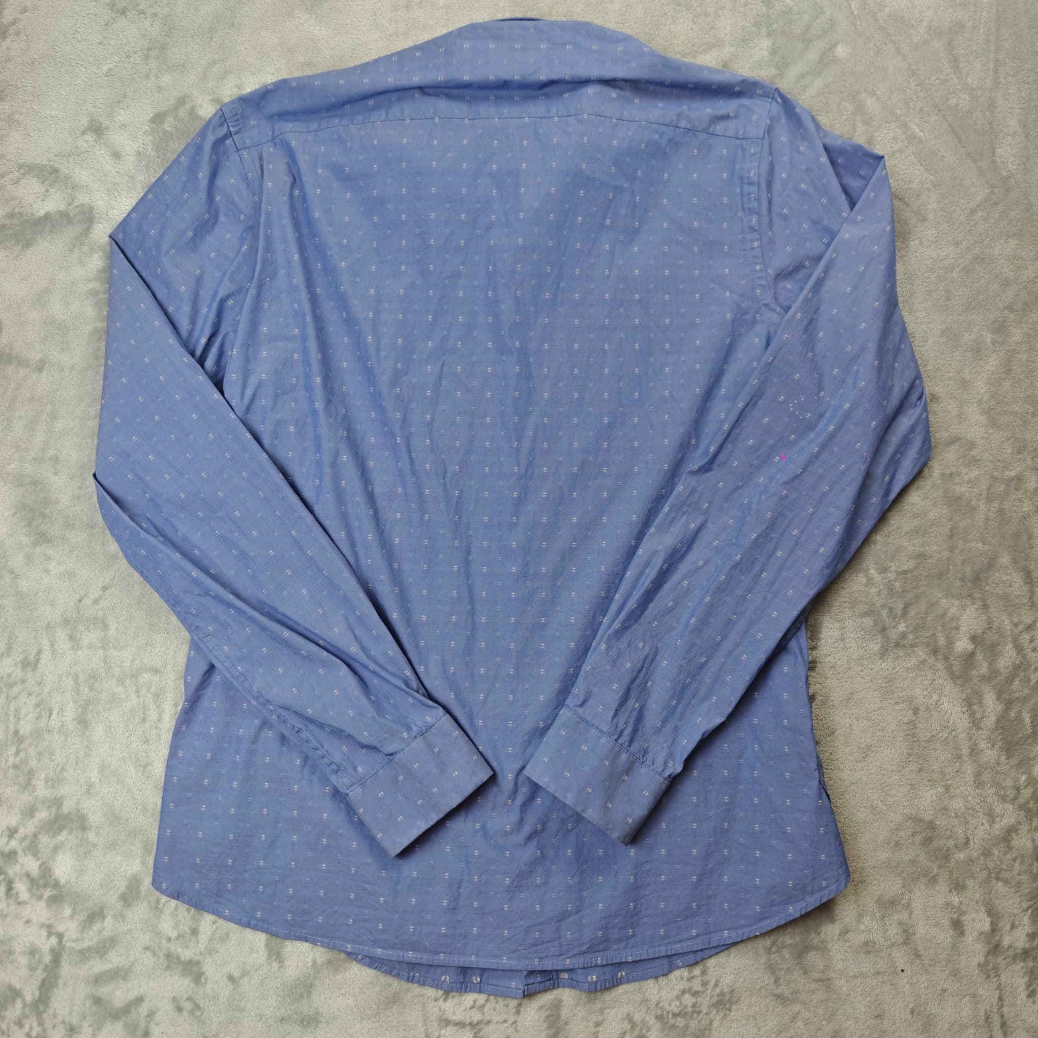 Scotch & Soda Men's Large Blue Micro-Print Stretch Long Sleeve Shirt — photo 6 of 6