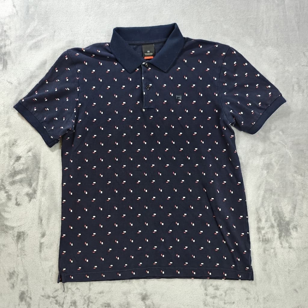 Scotch & Soda Men's Navy Blue Geometric Print Polo Shirt Size M — photo 1 of 5