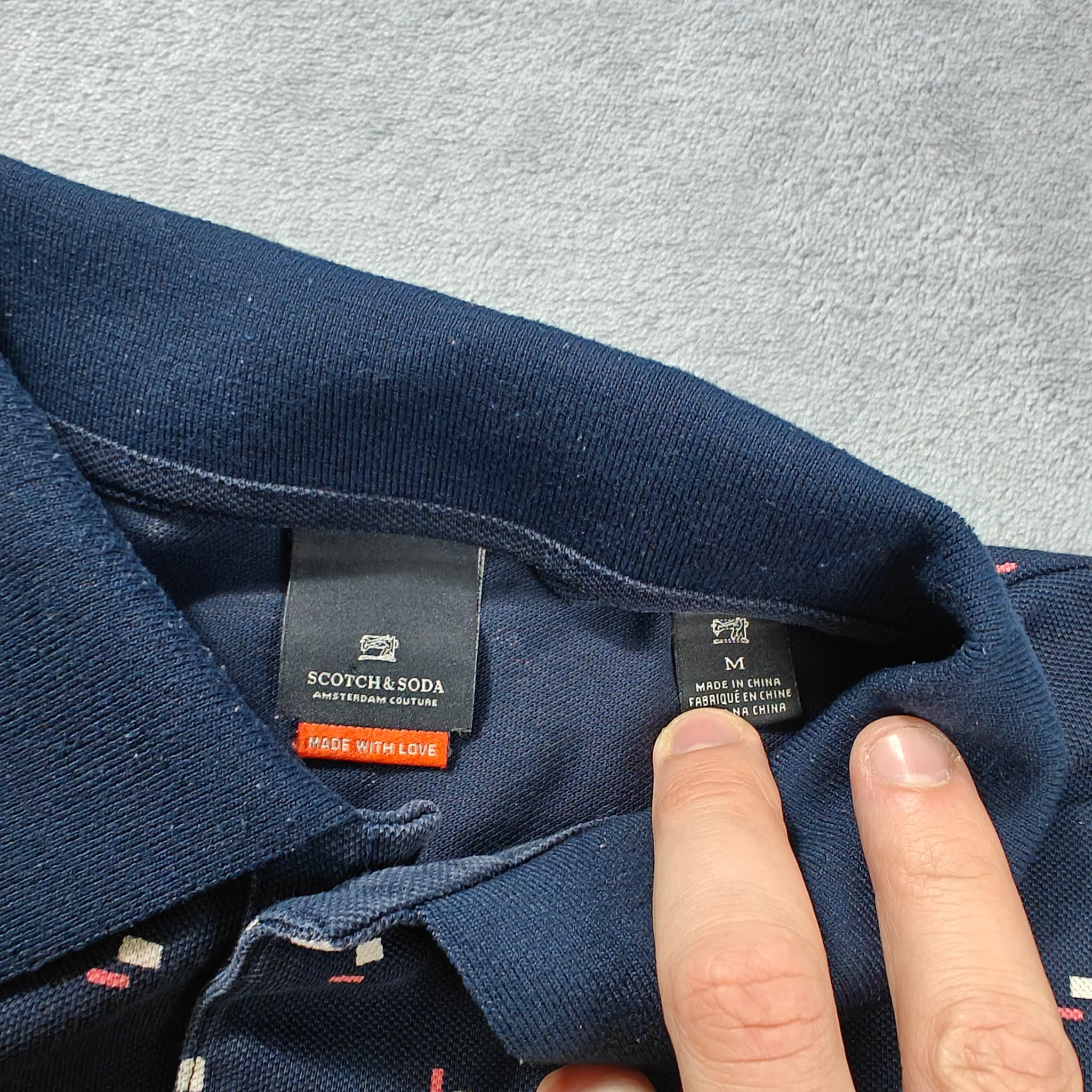 Scotch & Soda Men's Navy Blue Geometric Print Polo Shirt Size M — photo 2 of 5