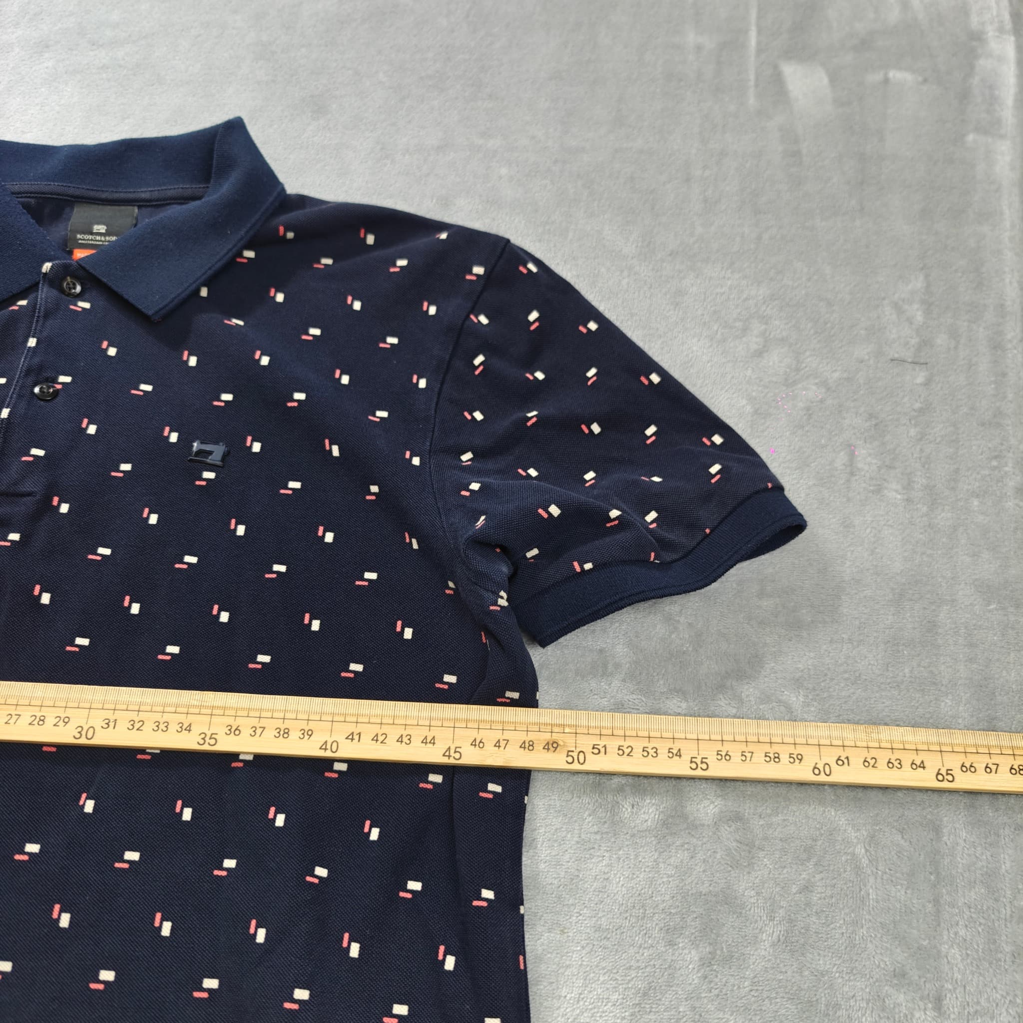 Scotch & Soda Men's Navy Blue Geometric Print Polo Shirt Size M — photo 4 of 5