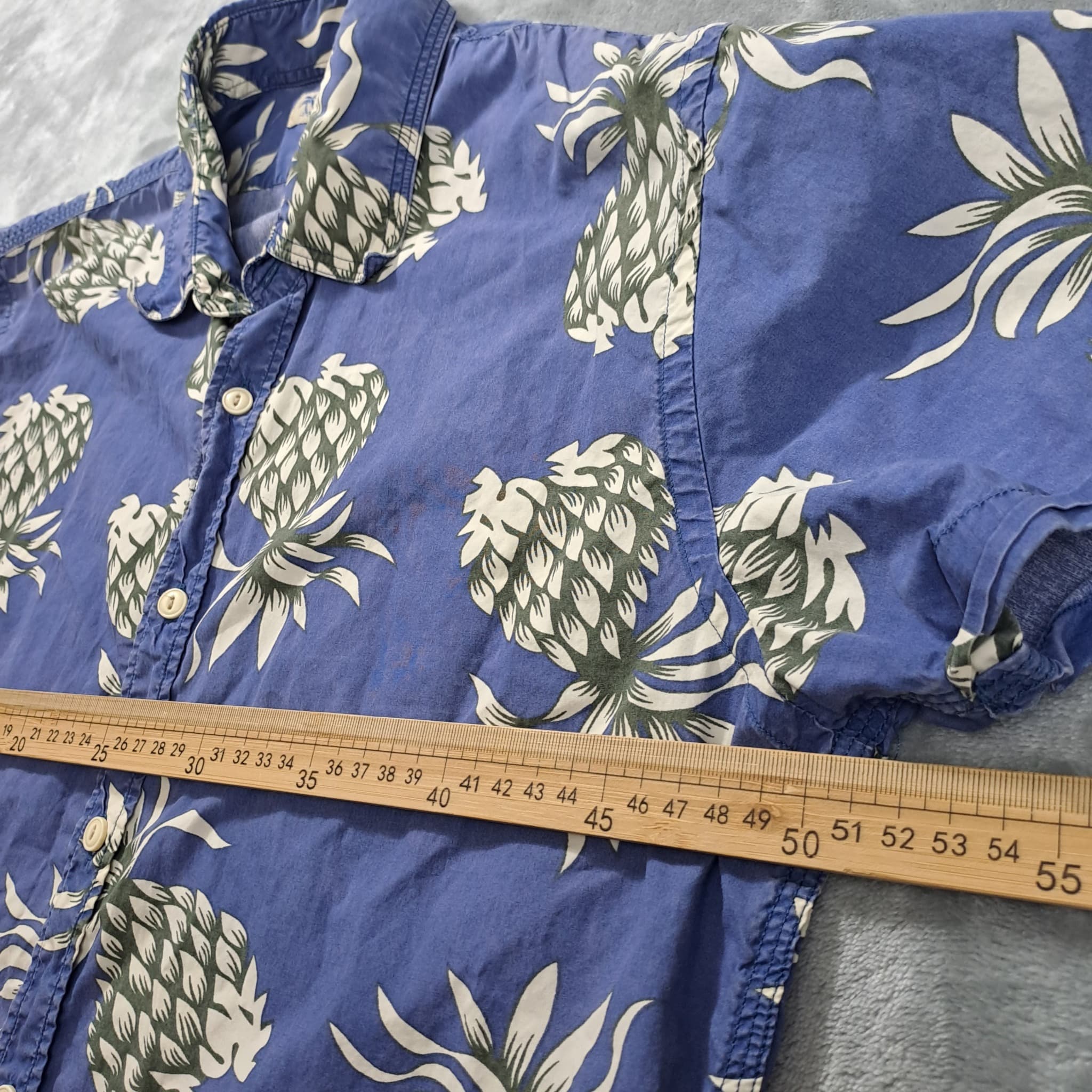 Scotch & Soda Men's Pineapple Print Short Sleeve Button Down Shirt Size L Blue — photo 4 of 7