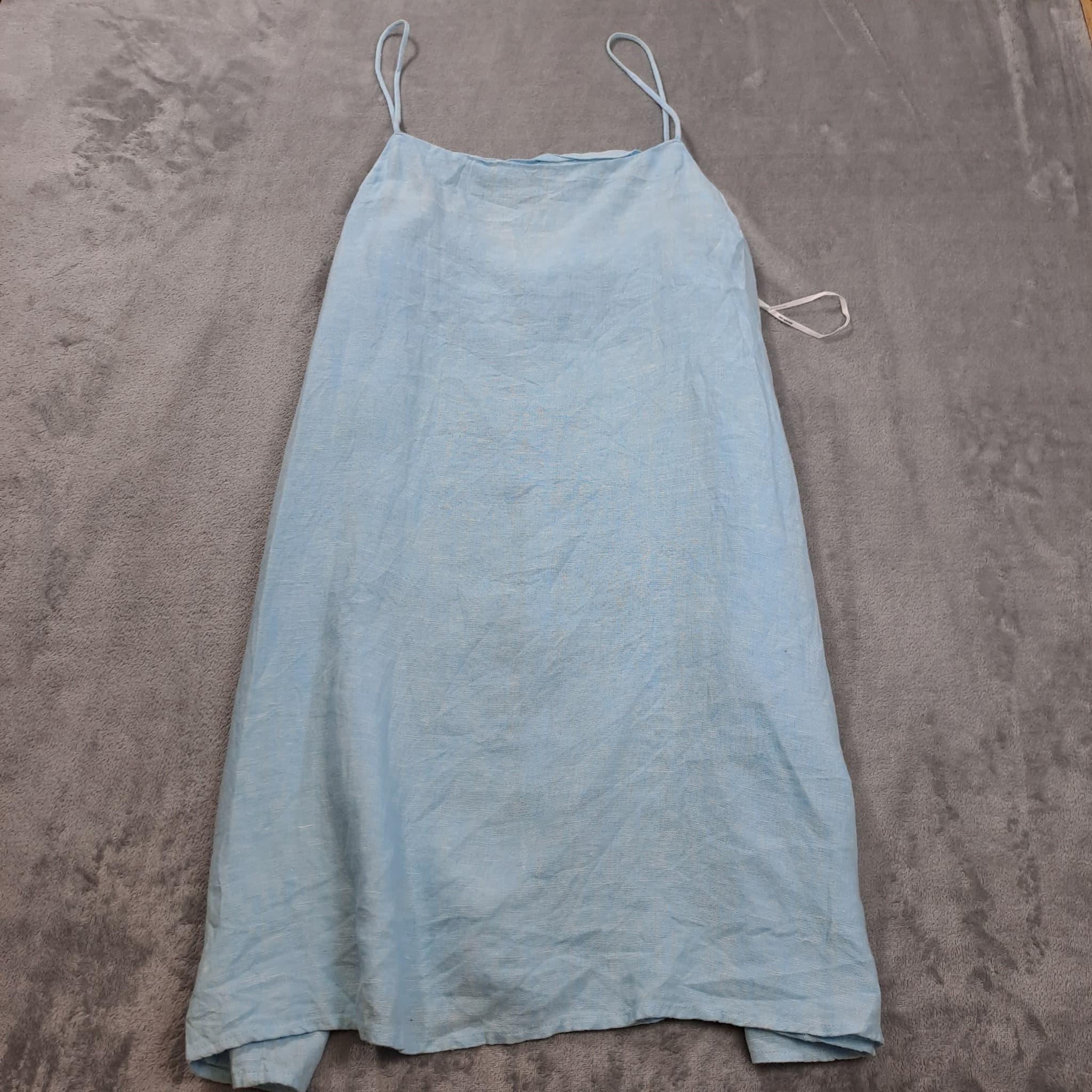 Seed Heritage Light Blue Linen Spaghetti Strap Midi Dress Size 16 — photo 1 of 6