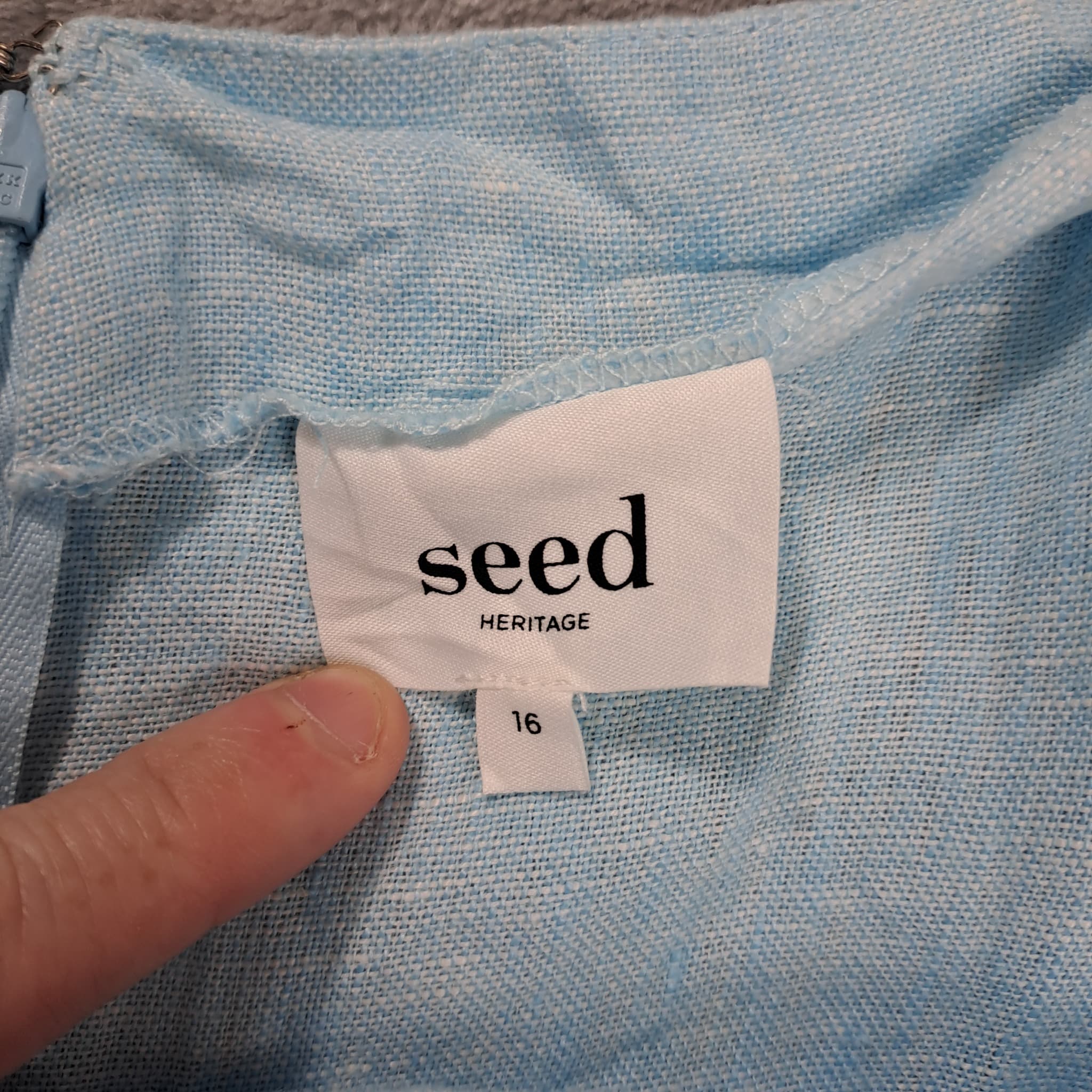 Seed Heritage Light Blue Linen Spaghetti Strap Midi Dress Size 16 — photo 2 of 6