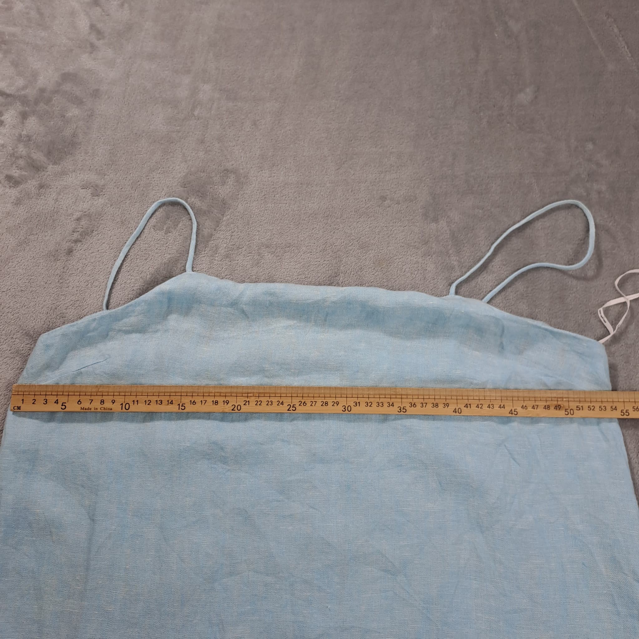 Seed Heritage Light Blue Linen Spaghetti Strap Midi Dress Size 16 — photo 5 of 6