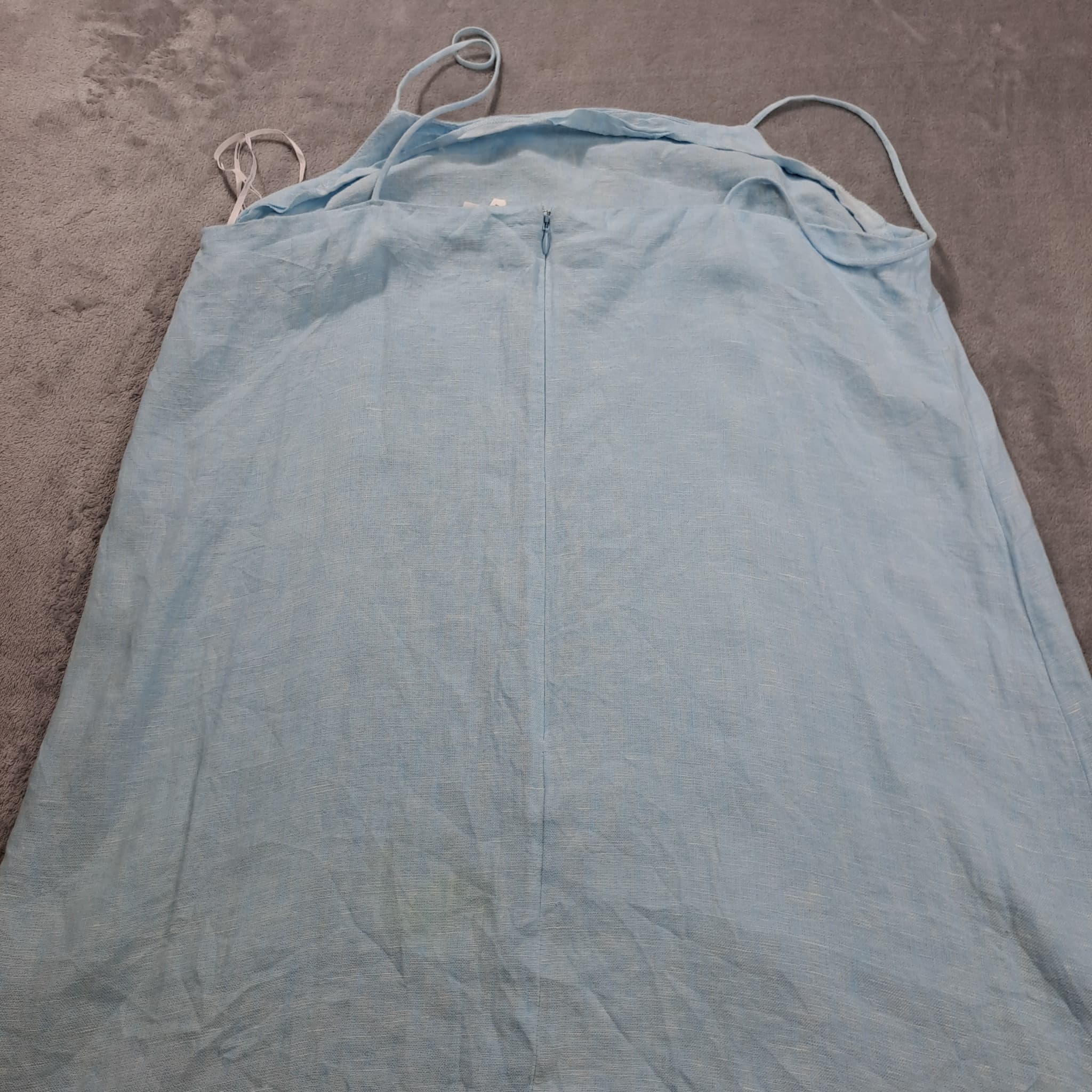 Seed Heritage Light Blue Linen Spaghetti Strap Midi Dress Size 16 — photo 4 of 6