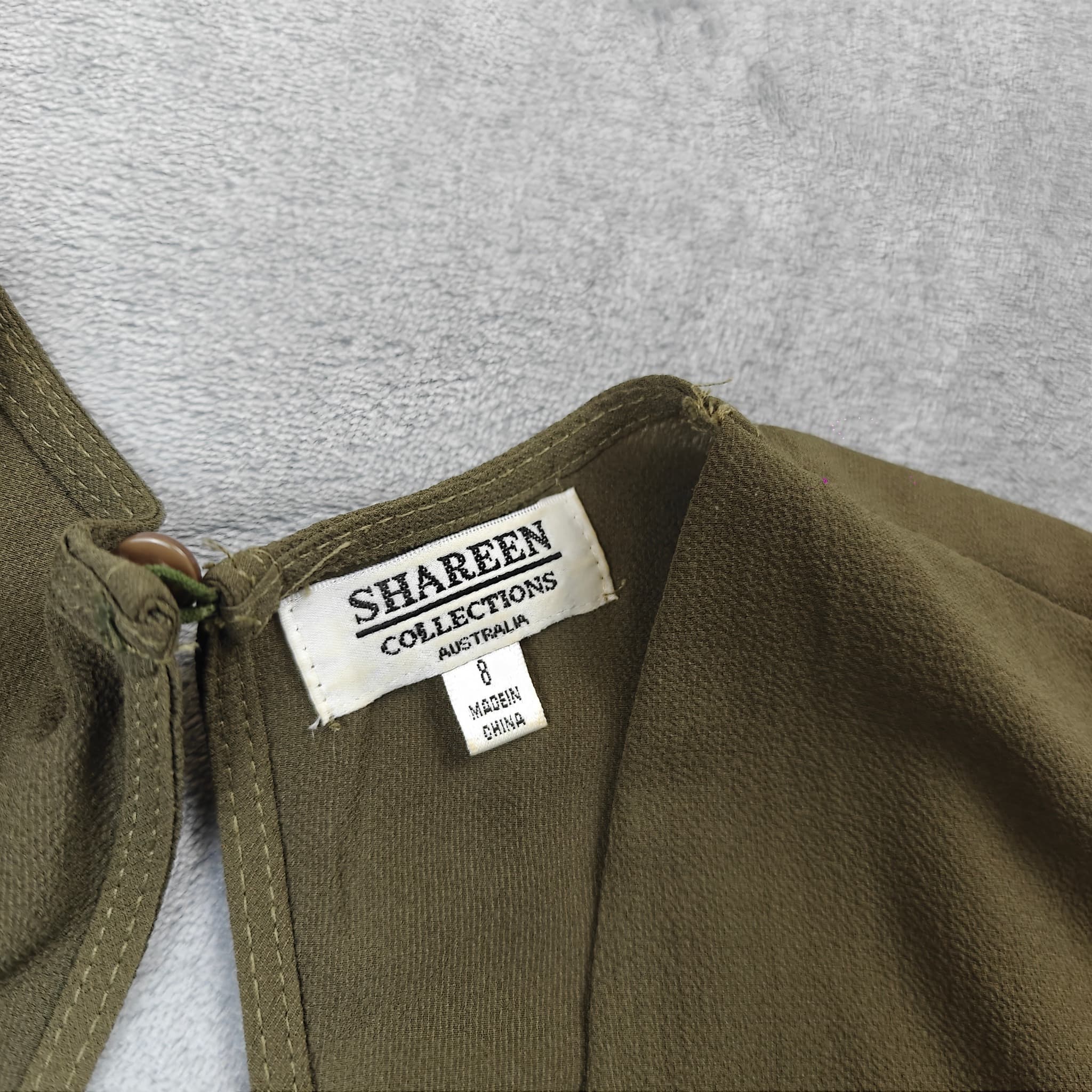 Shareen Collection Olive Green Deep V-Neck Maxi Dress Size 8 — photo 2 of 6