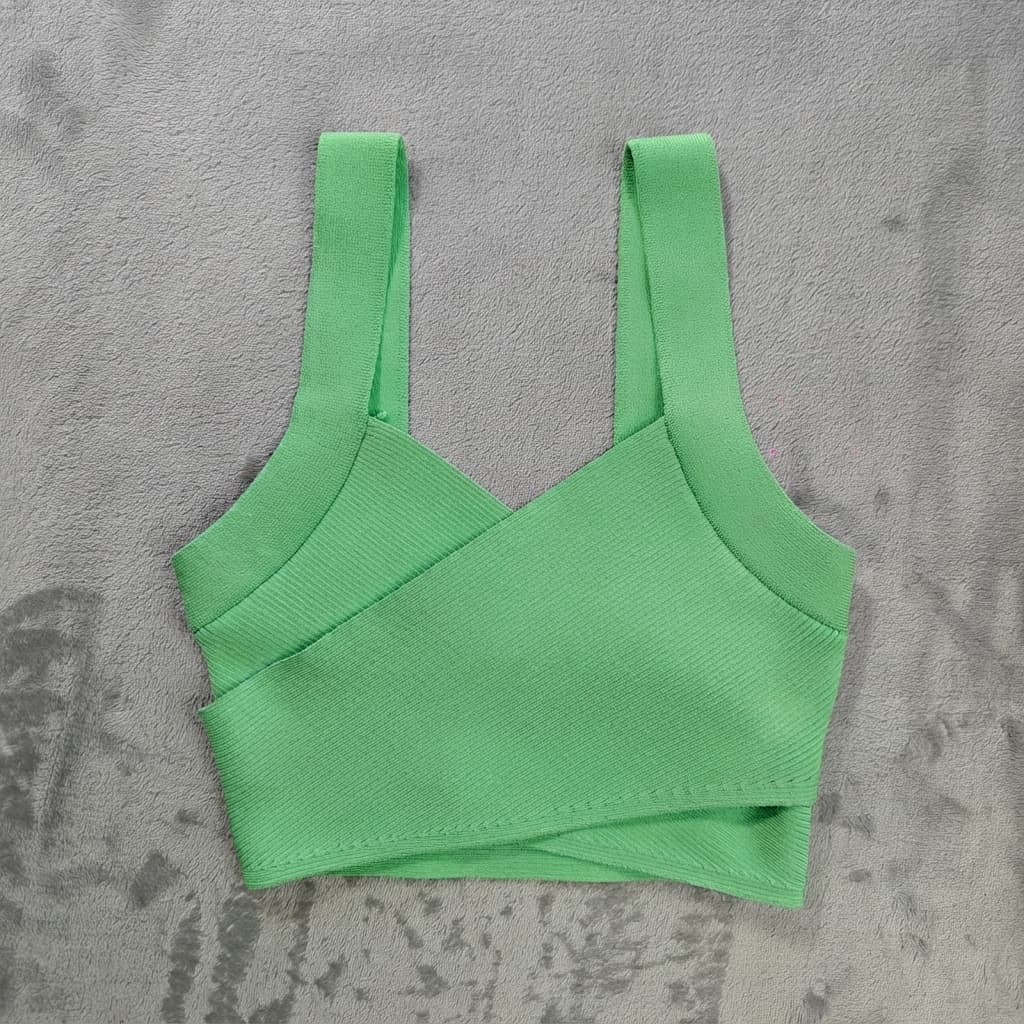 Sheike Green Bandage Wrap Crop Top Women's Size 8 Ribbed Knit — photo 1 of 7