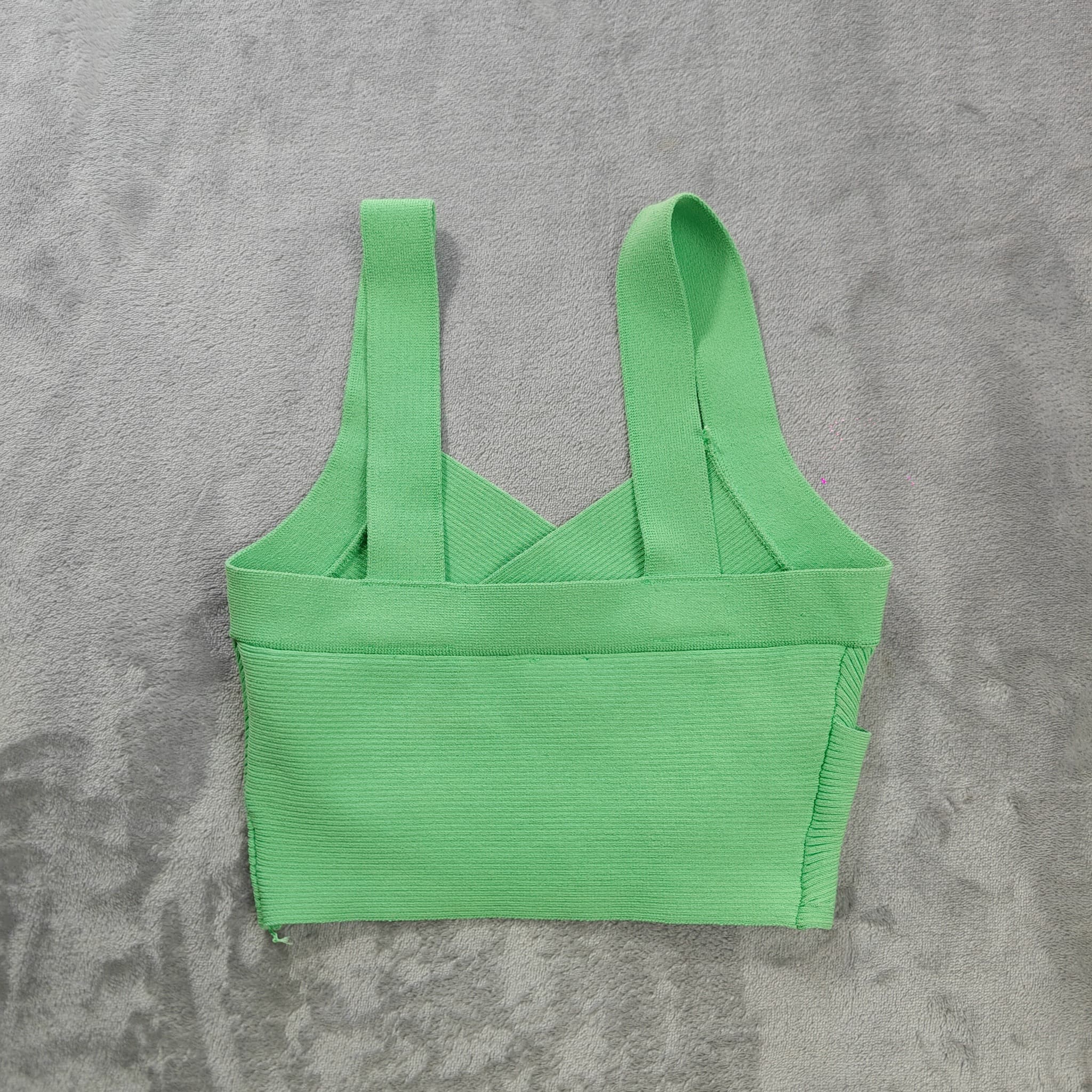 Sheike Green Bandage Wrap Crop Top Women's Size 8 Ribbed Knit — photo 7 of 7