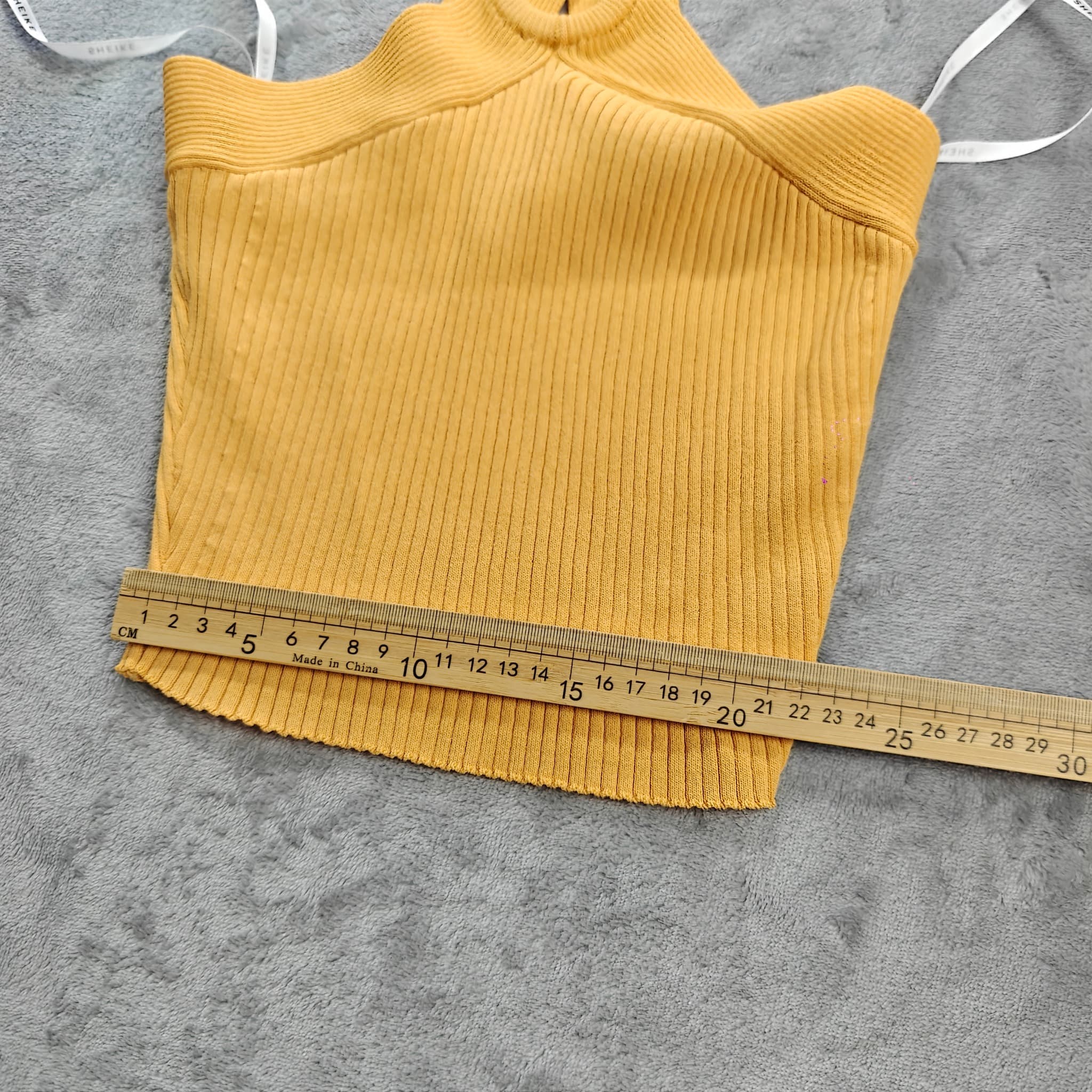 Sheike Mustard Ribbed Ring Detail Halter Top Size S — photo 3 of 7