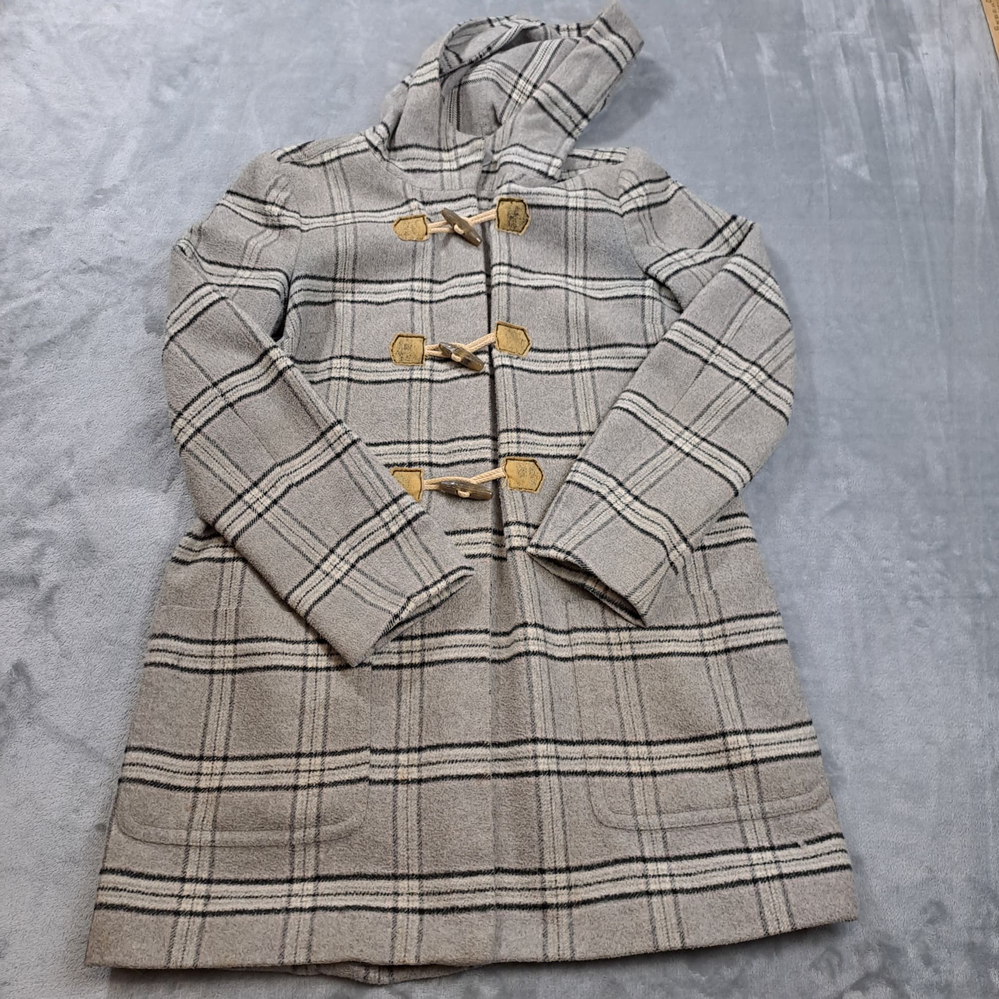 Sussan Women's Plaid Wool-Blend Duffle Coat Grey Size 8 — photo 1 of 10
