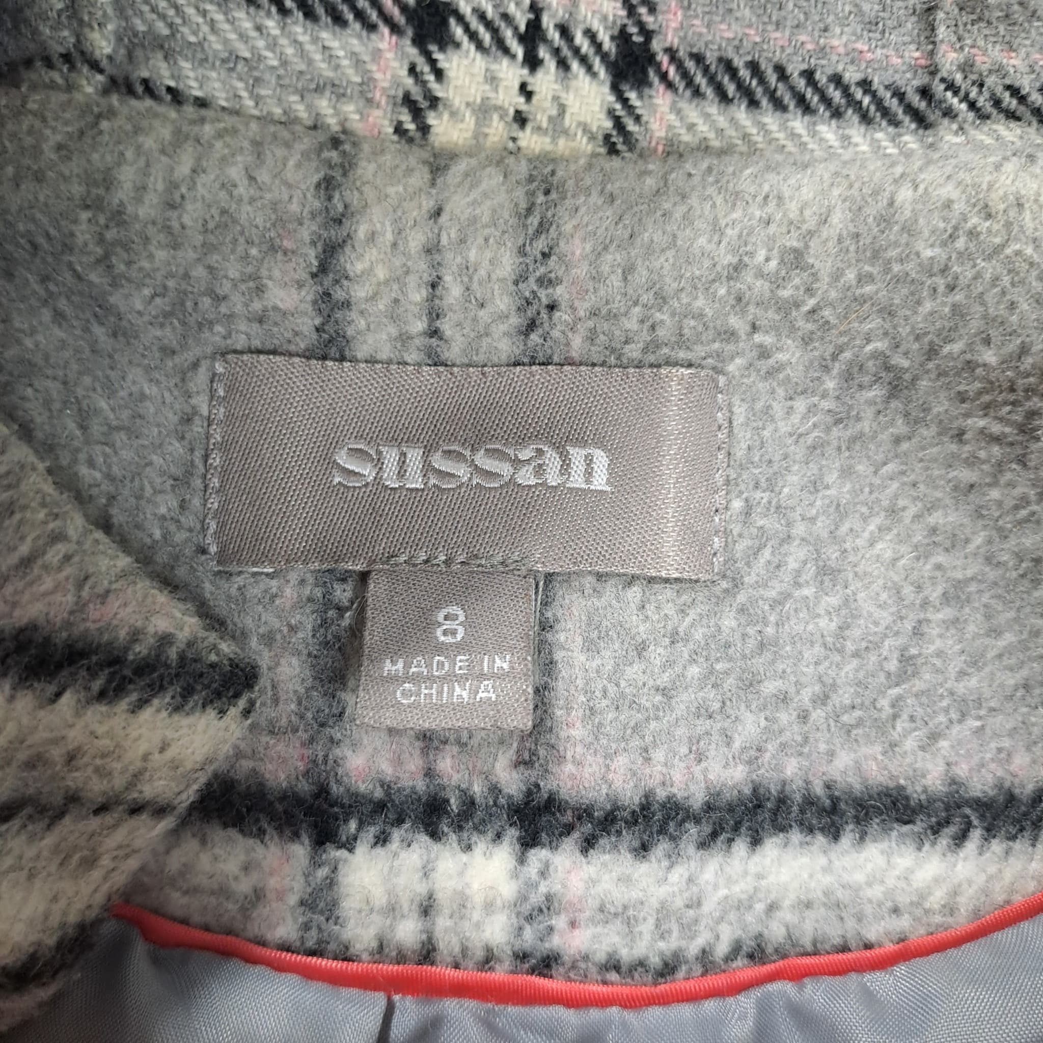 Sussan Women's Plaid Wool-Blend Duffle Coat Grey Size 8 — photo 2 of 10