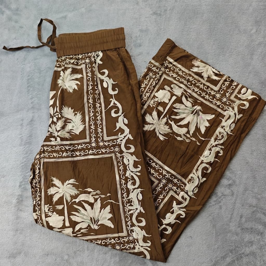 Hansen & Gretel Wide Leg Pants Women's XS Brown Tropical Comfy — photo 1 of 7