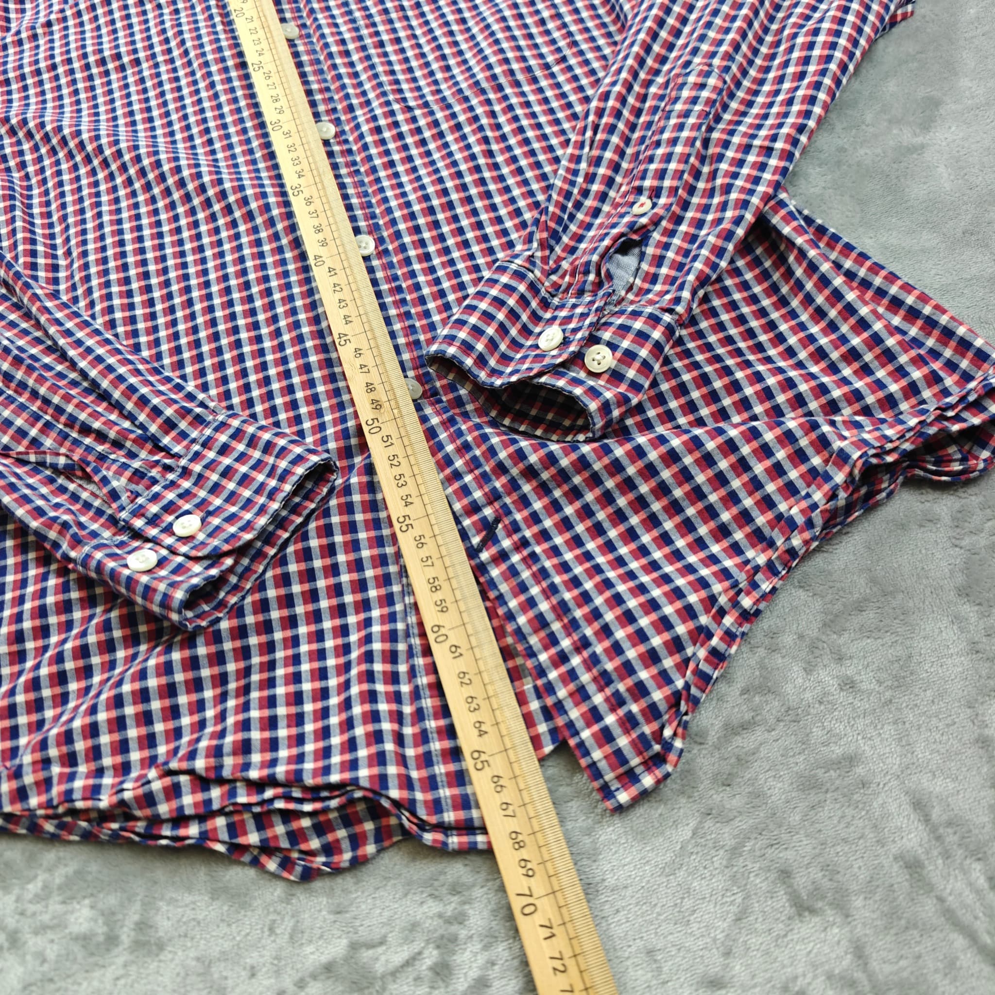 Tommy Hilfiger Men's Slim Fit Plaid Button-Down Shirt Red Blue Size S — photo 3 of 7