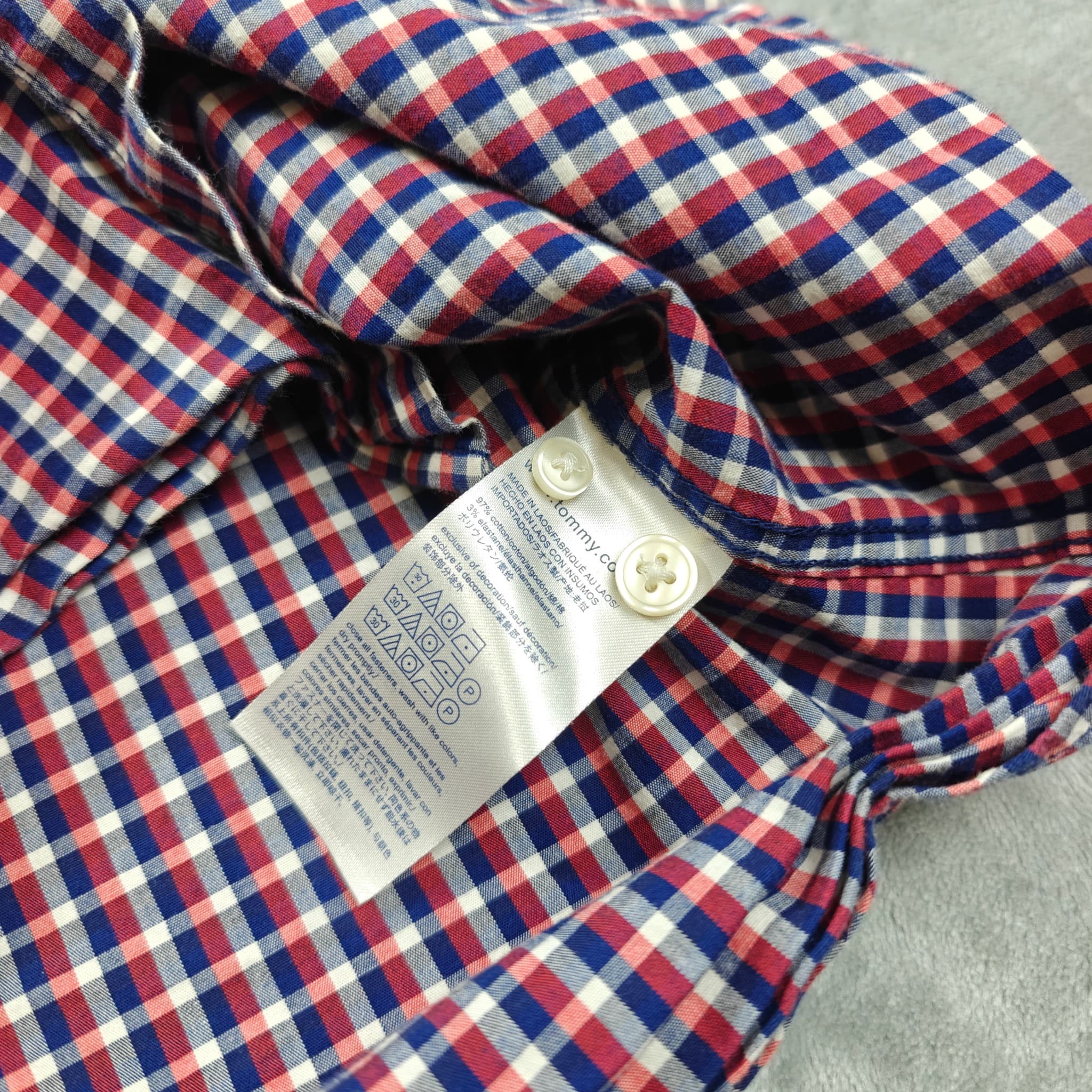Tommy Hilfiger Men's Slim Fit Plaid Button-Down Shirt Red Blue Size S — photo 5 of 7