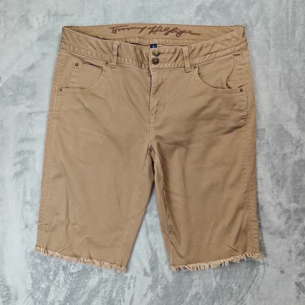 Tommy Hilfiger Women's Khaki Raw Hem Denim Shorts Size 10 — photo 1 of 7