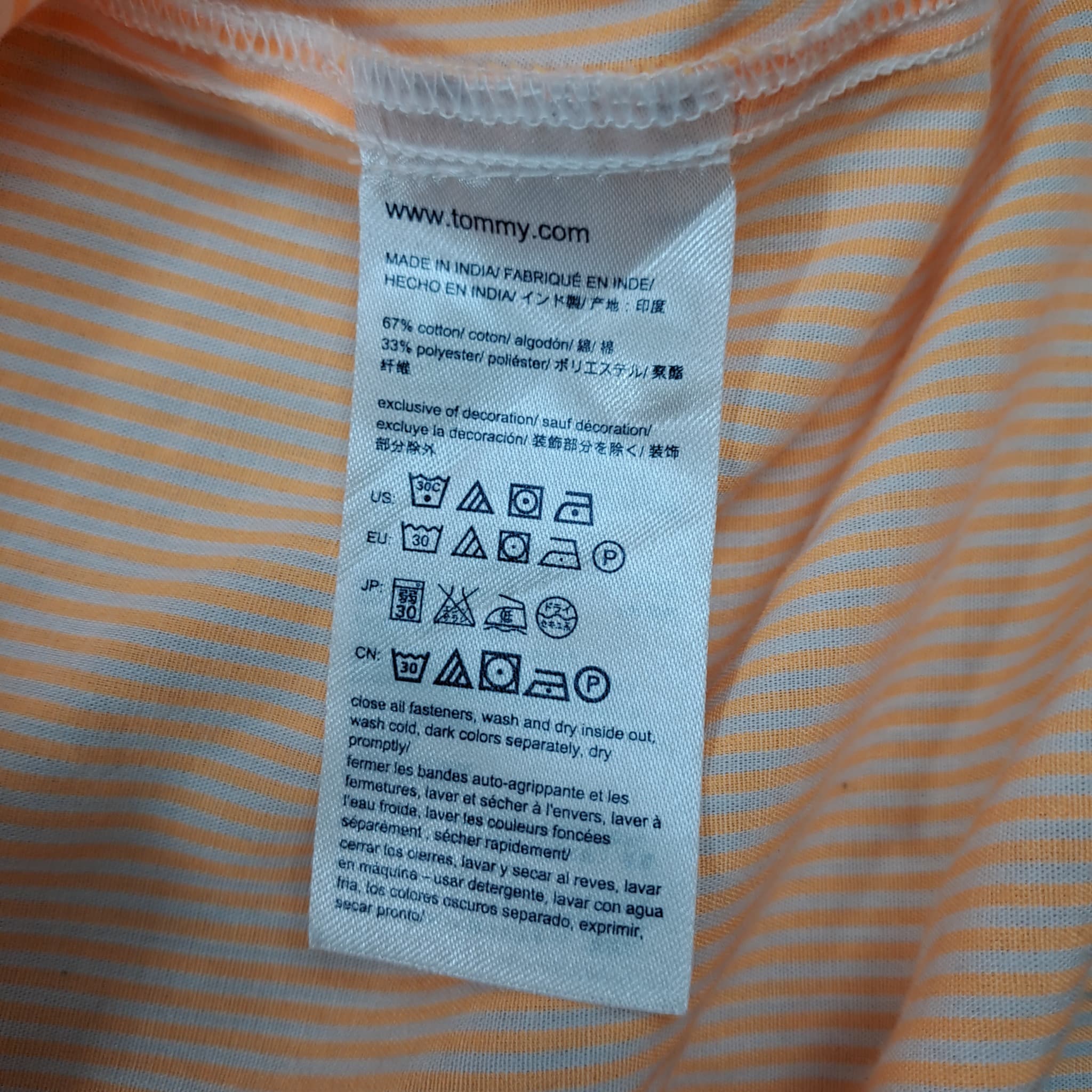 Tommy Hilfiger Women's Peach Striped Long Sleeve Button-Down Shirt Size M — photo 5 of 7