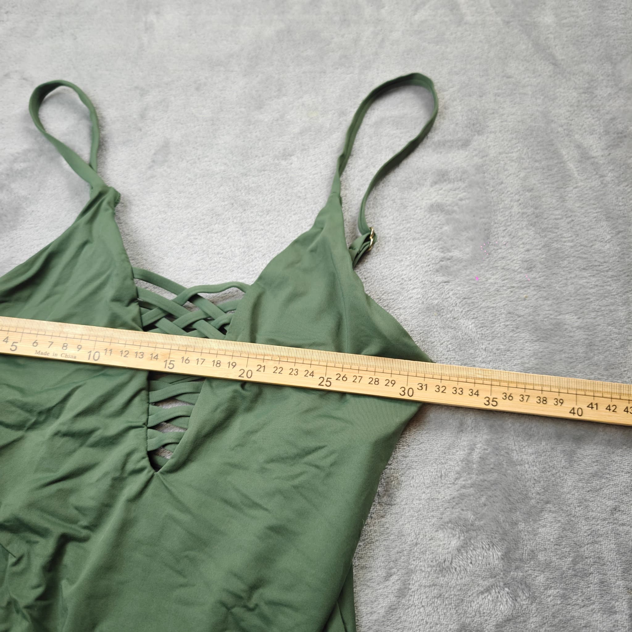 Topanga Olive Green Lace-Up Front One-Piece Swimsuit - Size 10 — photo 5 of 7