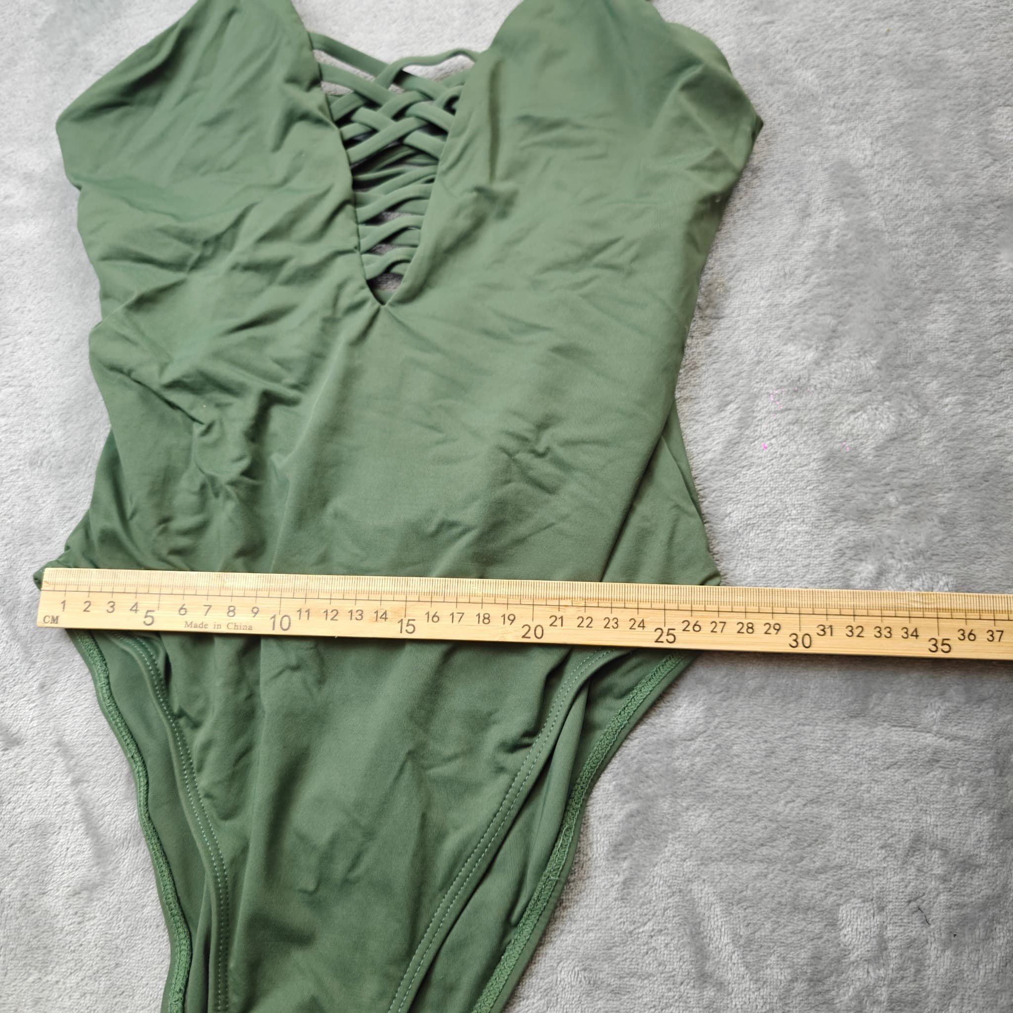 Topanga Olive Green Lace-Up Front One-Piece Swimsuit - Size 10 — photo 6 of 7