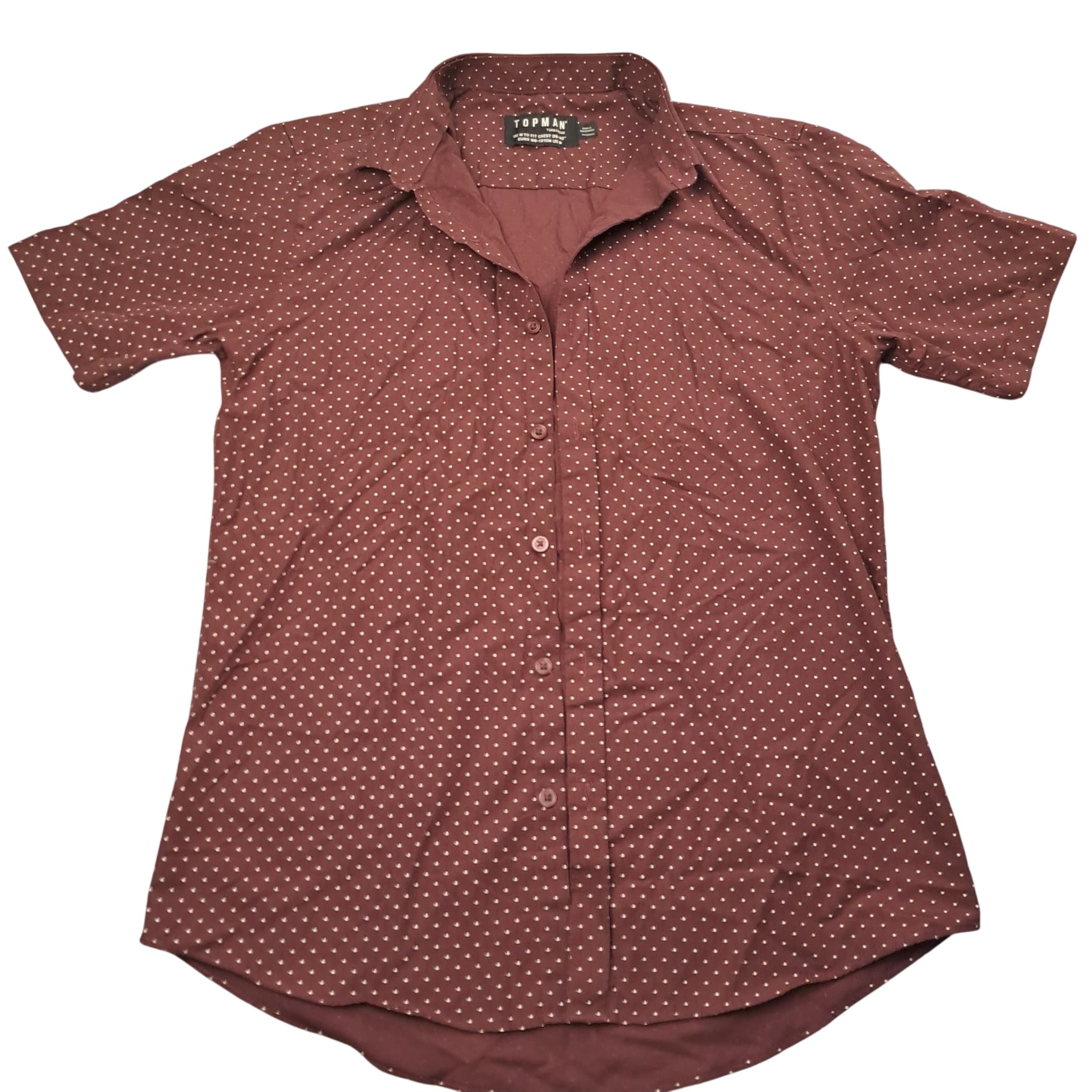 Topman Burgundy Polka Dot Short Sleeve Button Down Shirt — photo 1 of 7