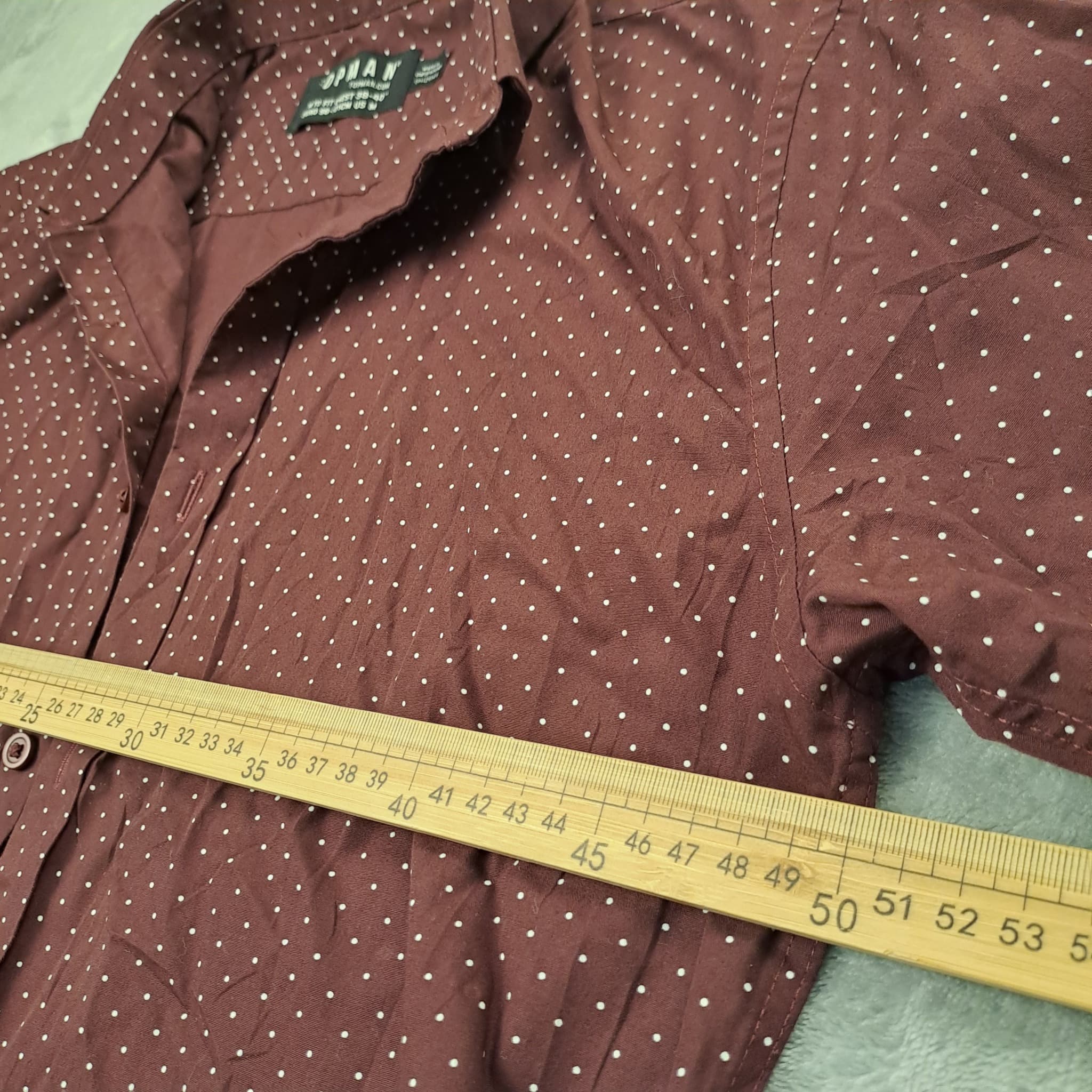 Topman Burgundy Polka Dot Short Sleeve Button Down Shirt — photo 3 of 7