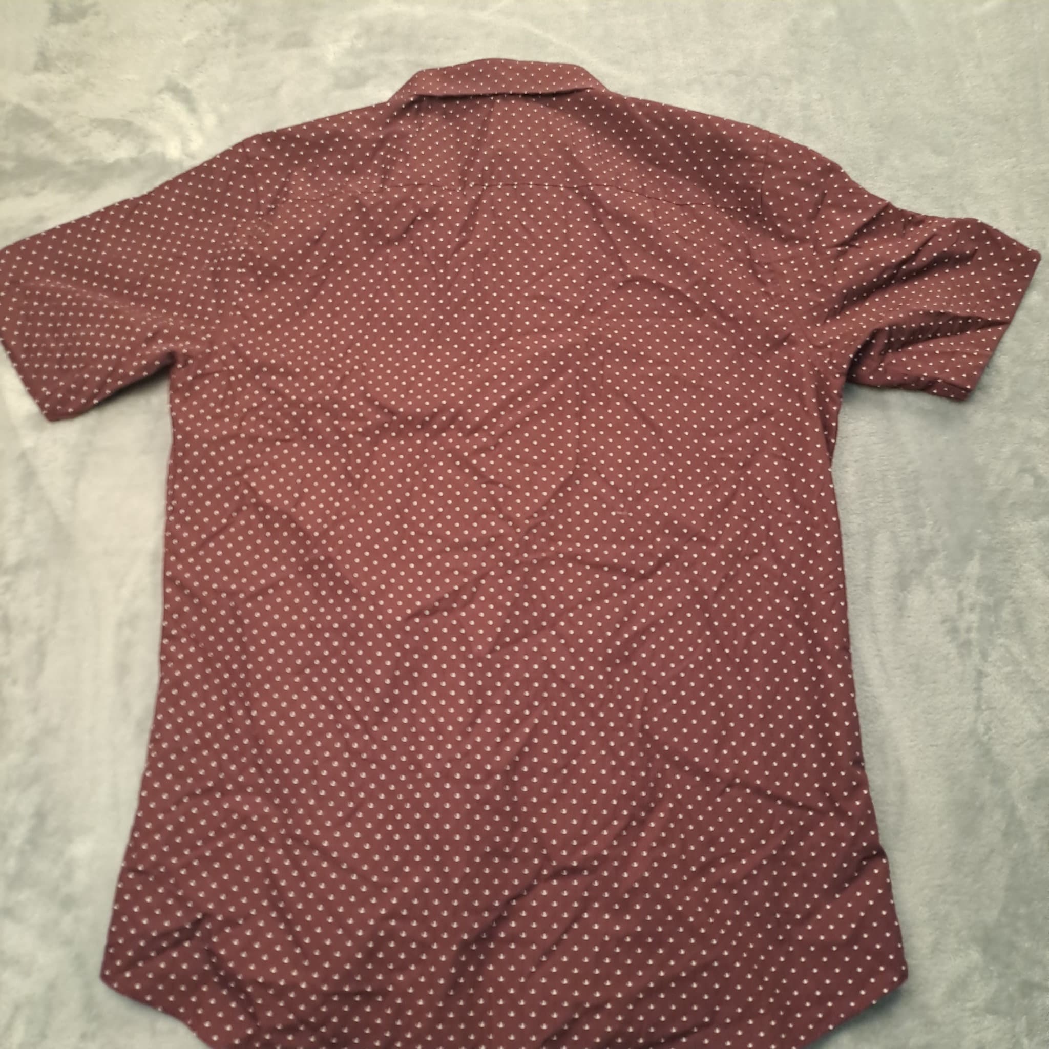 Topman Burgundy Polka Dot Short Sleeve Button Down Shirt — photo 7 of 7