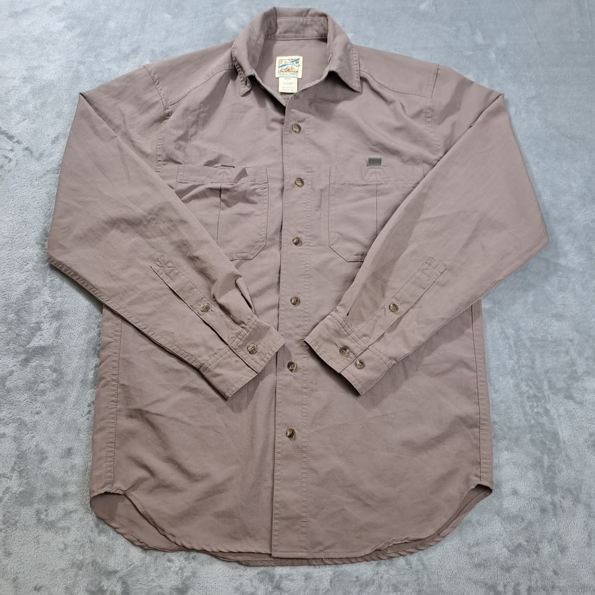 TravelSmith Men's Long Sleeve Travel Shirt Brown/Grey Size S Button Down — photo 1 of 6