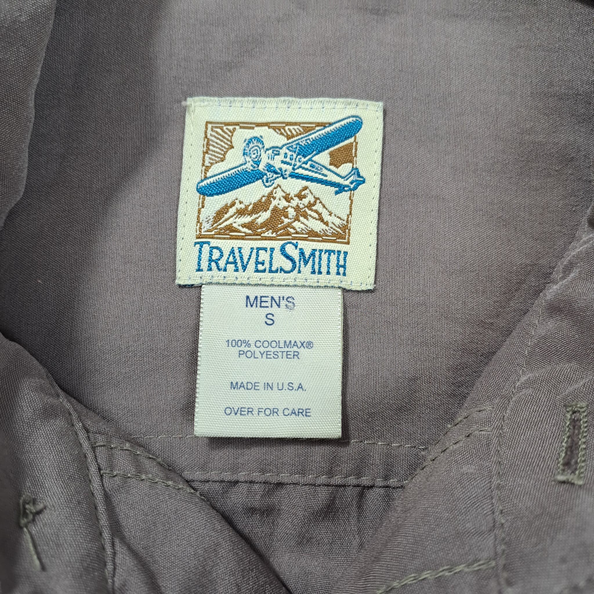 TravelSmith Men's Long Sleeve Travel Shirt Brown/Grey Size S Button Down — photo 2 of 6