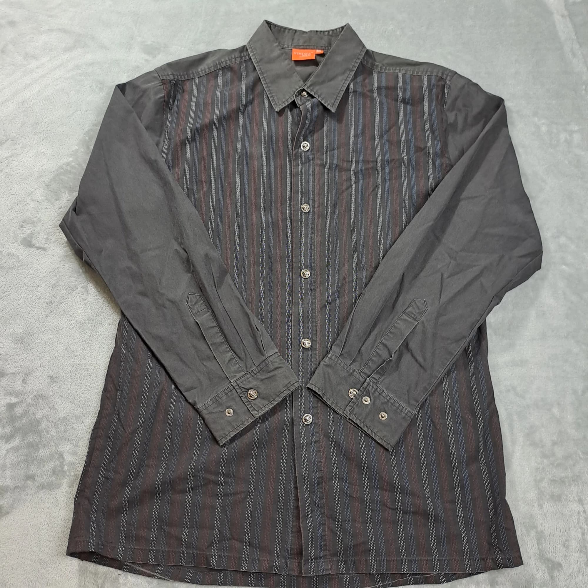 VERSACE DOLM Jeans Couture Men's Striped Long Sleeve Button-Down Shirt XXL — photo 1 of 7