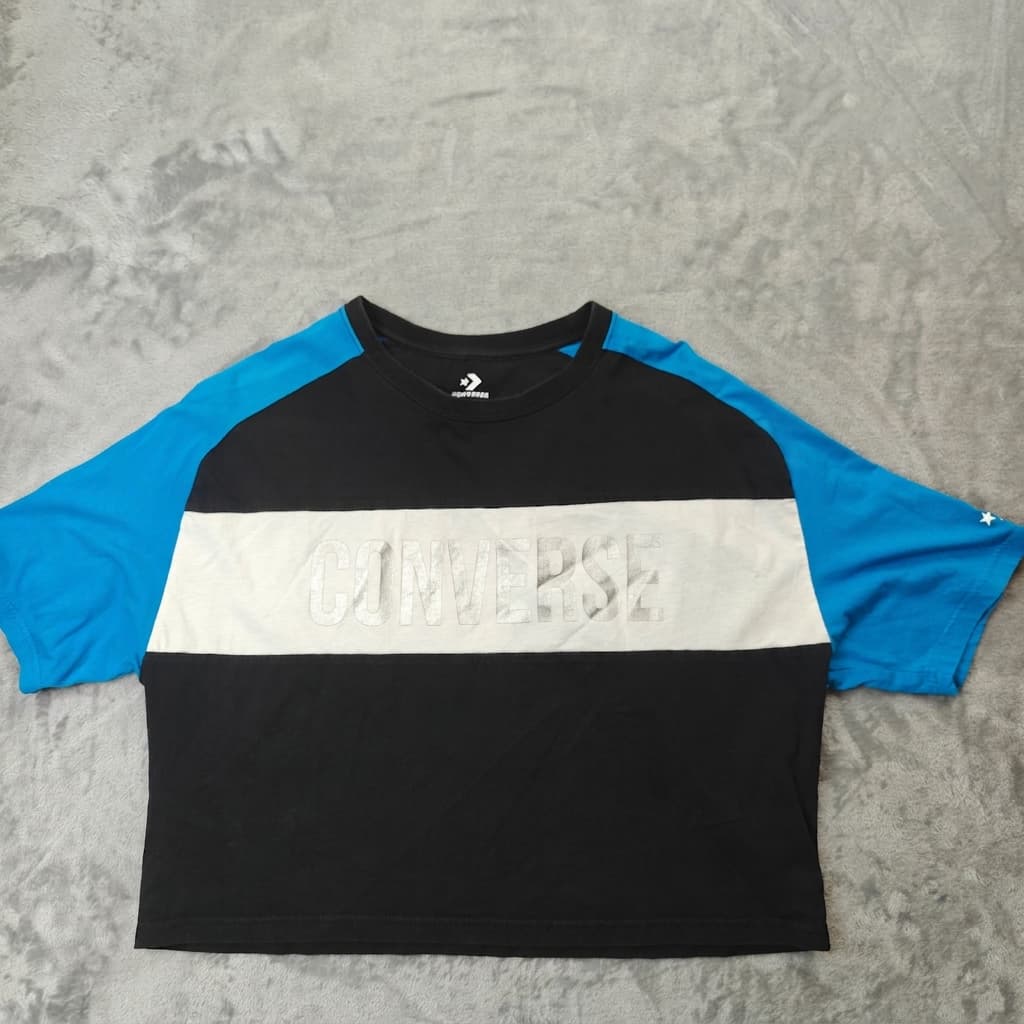 Vintage Converse Crop T-Shirt Medium - Colorblock Graphic Logo Multicolour — photo 1 of 7