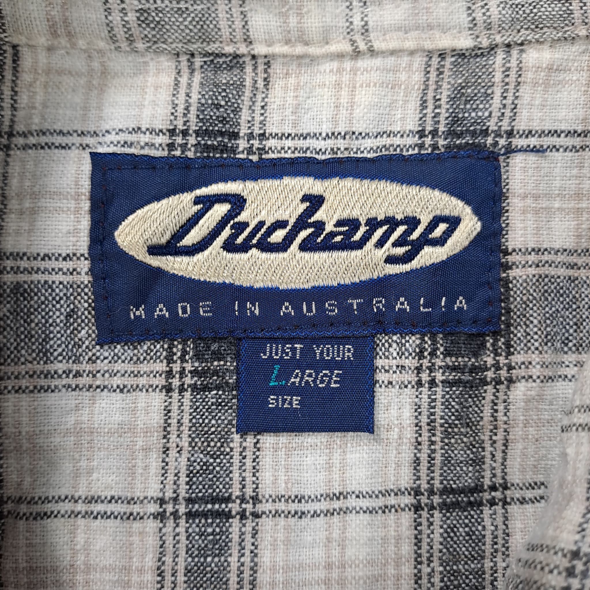 Vintage Duchamp Linen Blend Plaid Long Sleeve Button Down Shirt Large — photo 2 of 6