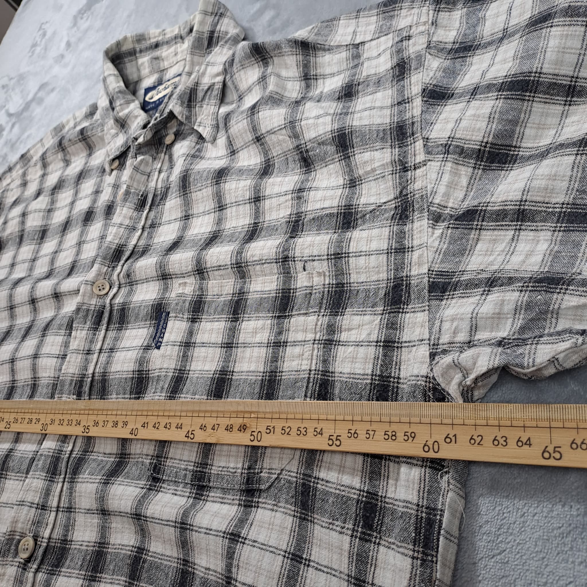Vintage Duchamp Linen Blend Plaid Long Sleeve Button Down Shirt Large — photo 5 of 6