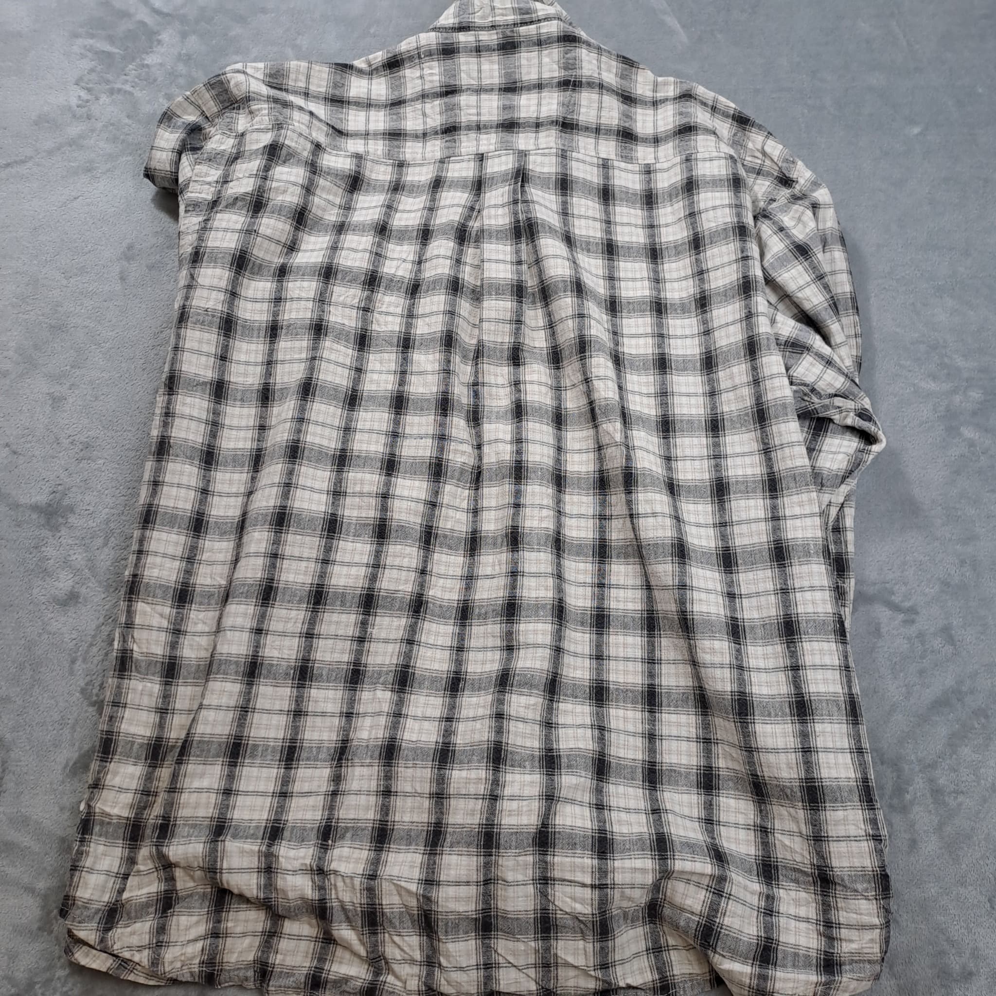 Vintage Duchamp Linen Blend Plaid Long Sleeve Button Down Shirt Large — photo 4 of 6
