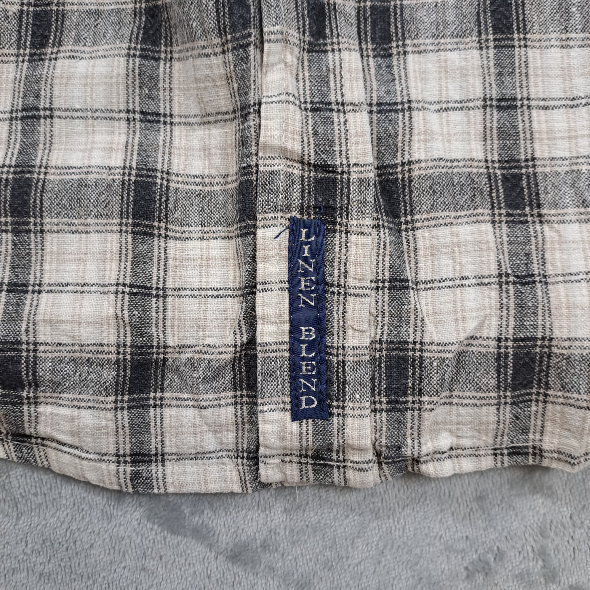 Vintage Duchamp Linen Blend Plaid Long Sleeve Button Down Shirt Large — photo 3 of 6