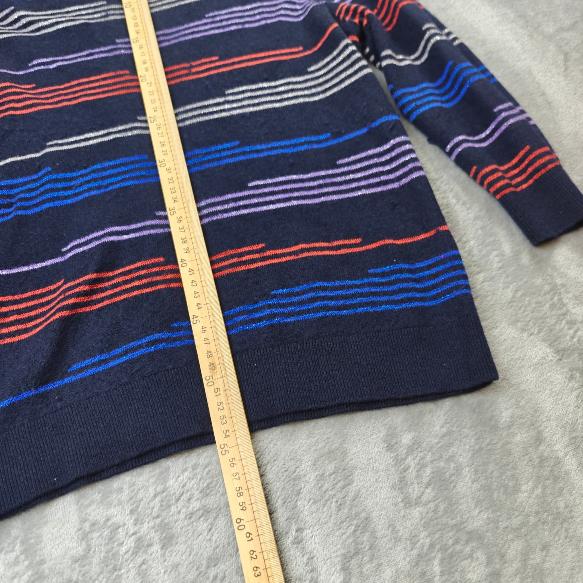 Vintage Marcs Striped Knit Sweater Woman's Large Navy Blue Multi-Coloured — photo 3 of 7