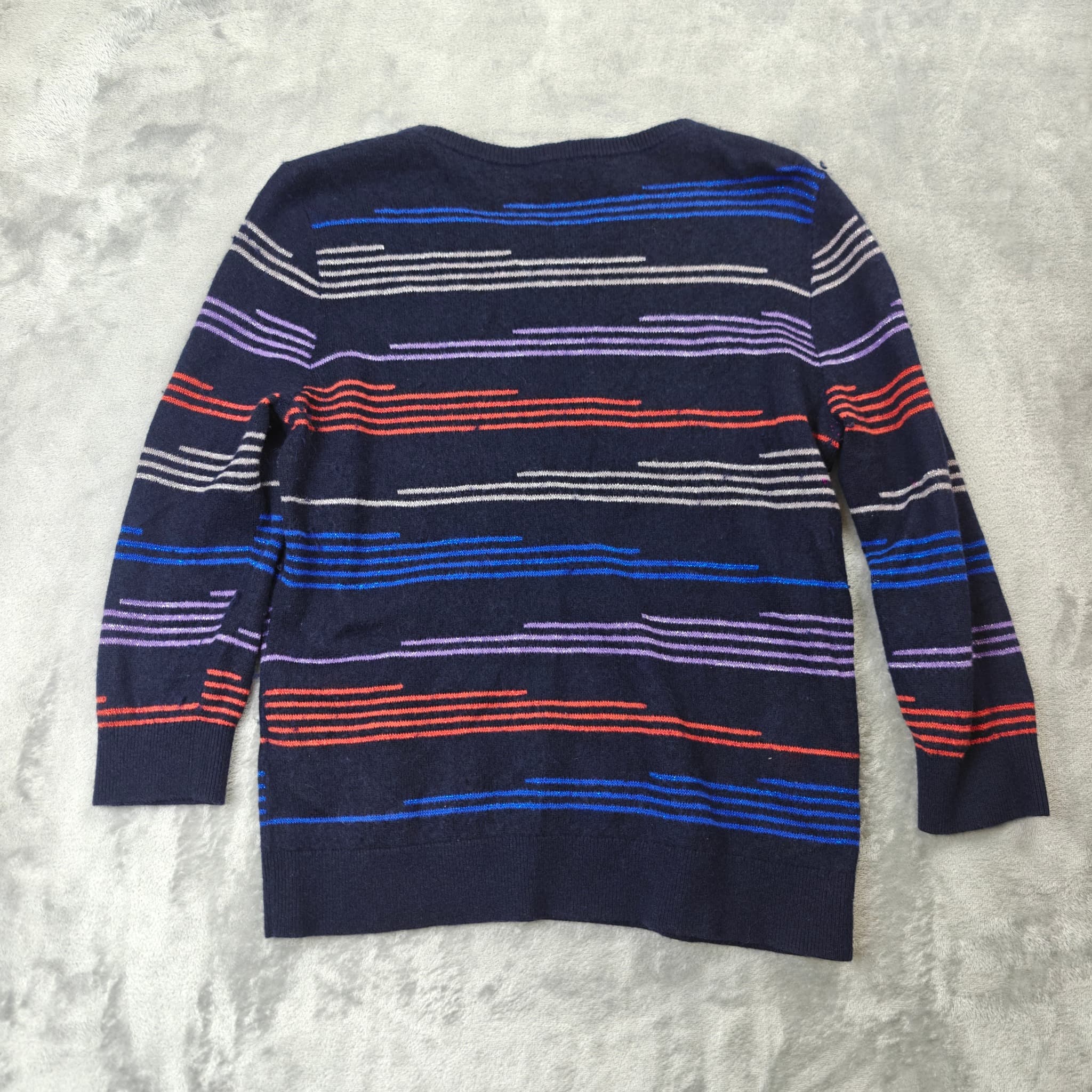 Vintage Marcs Striped Knit Sweater Woman's Large Navy Blue Multi-Coloured — photo 6 of 7