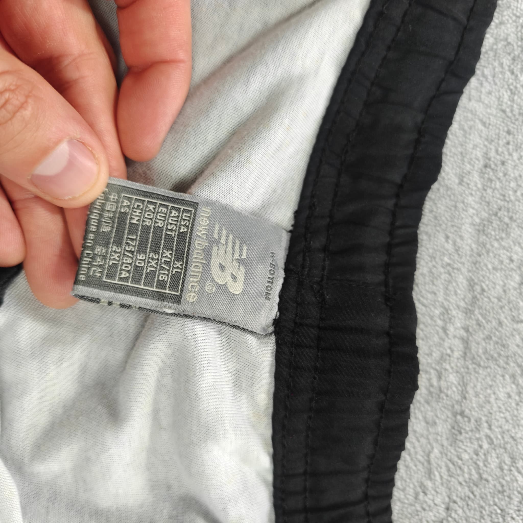 Vintage New Balance Women's Black Nylon Track Pants Size XL White Blue Stripe Athletic — photo 2 of 7